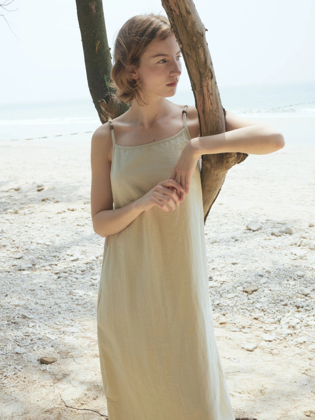 "Island Walk" Cotton Beaded Sling Dress-1