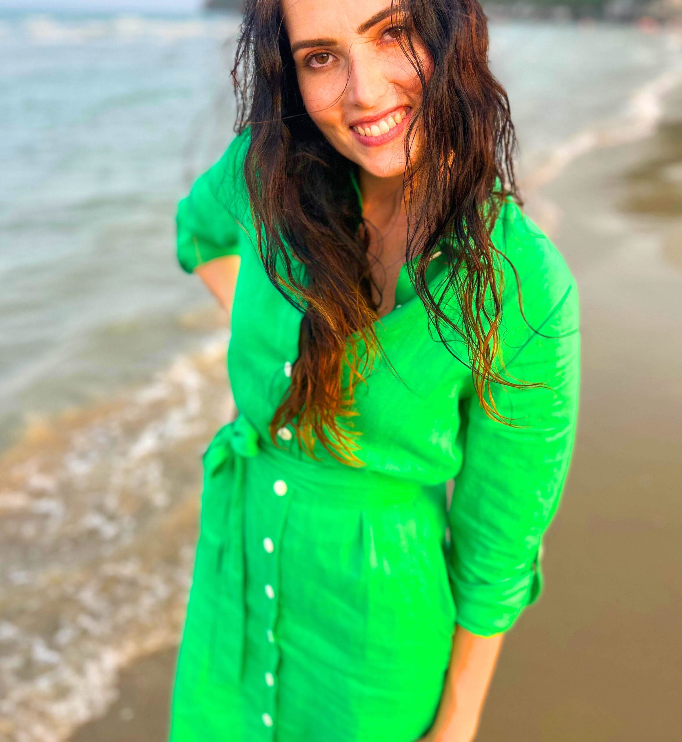 Linen Button Down Dress with Pockets-6