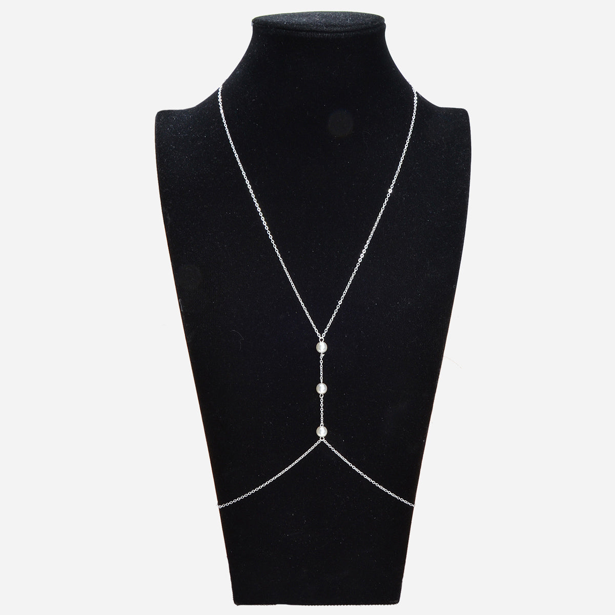 Feelontop Glamorous Pearl Bikini Body Chain Chest Harness Belly Waist Jewellery-5