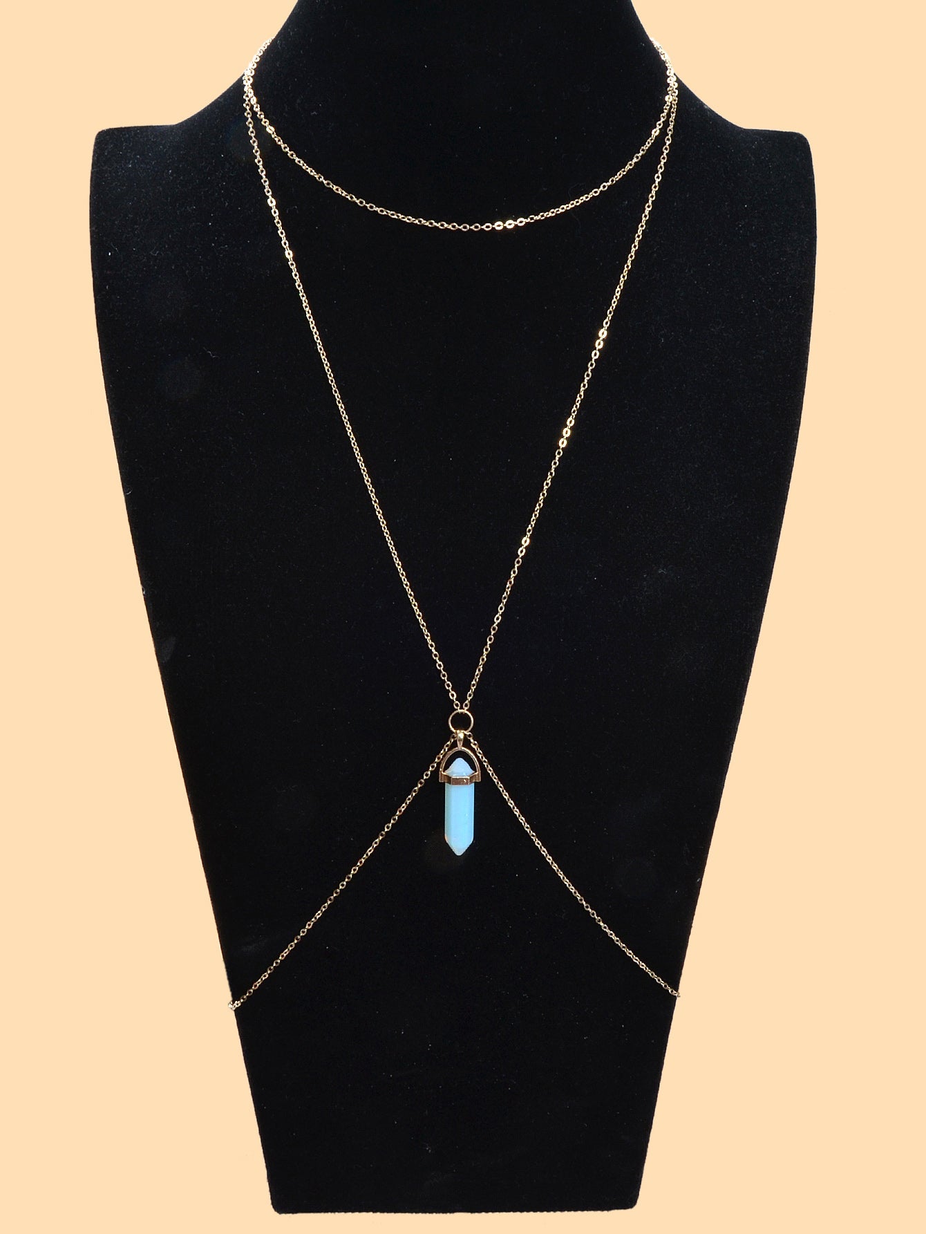 Bikini Beach Harness Beach Hexagonal Gemstone Waist Link Body Chain Belly Jewelry-0