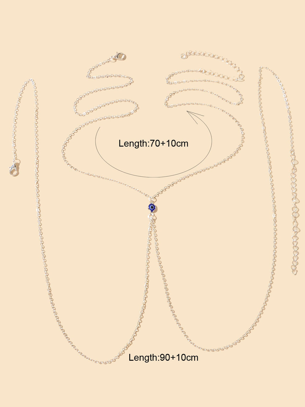 Evil Eye Decor Silver Body Chain Crossover Harness Bikini Beach Body Jewellery-1
