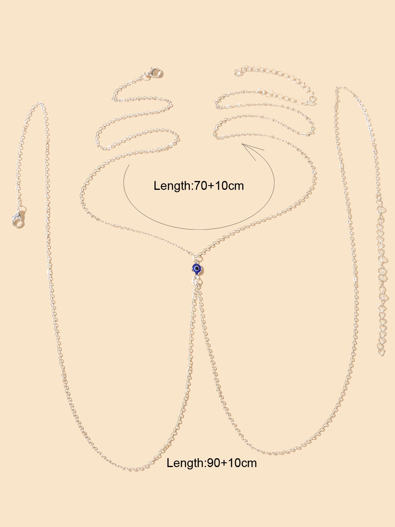 Evil Eye Decor Silver Body Chain Crossover Harness Bikini Beach Body Jewellery-1