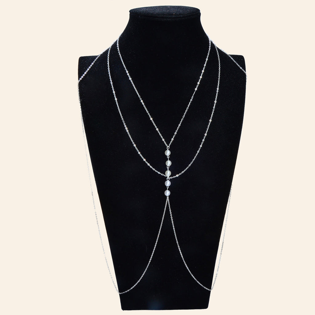 Gold Silver Body Chain with Layered Bra Chains Bikini Nightclub Body Jewellery-0