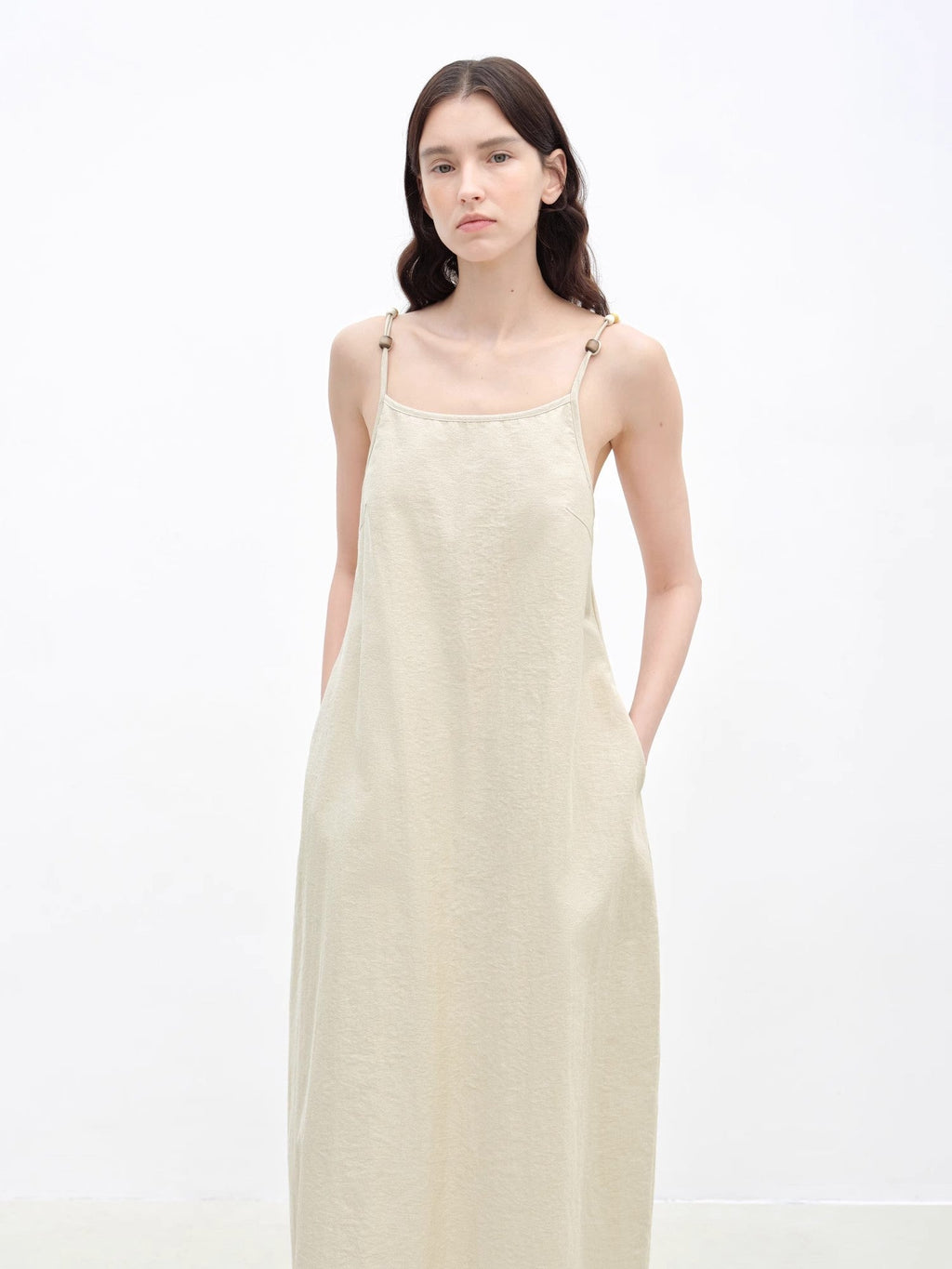 "Island Walk" Cotton Beaded Sling Dress-4