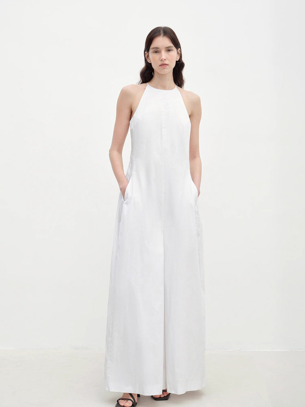 "Piano Music" halterneck waist-cinching cocoon dress-1