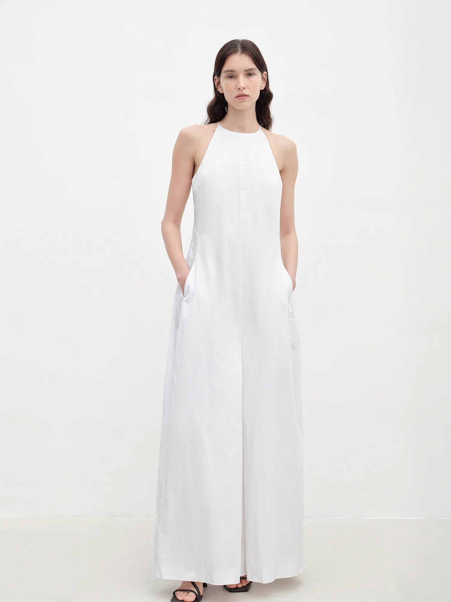 "Piano Music" halterneck waist-cinching cocoon dress-1