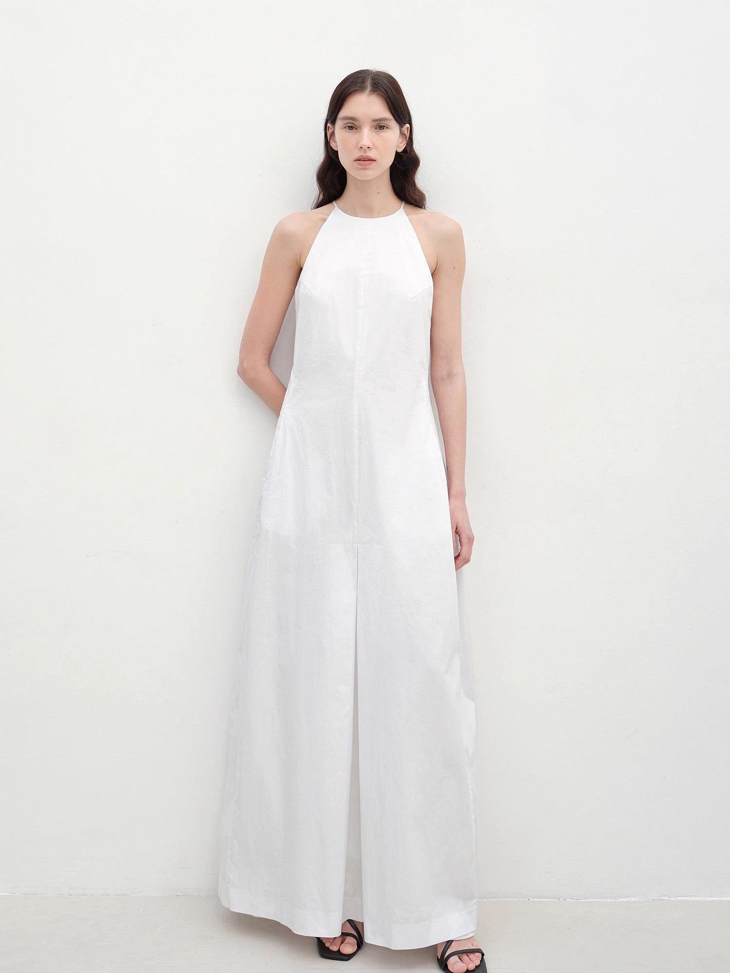 "Piano Music" halterneck waist-cinching cocoon dress-4