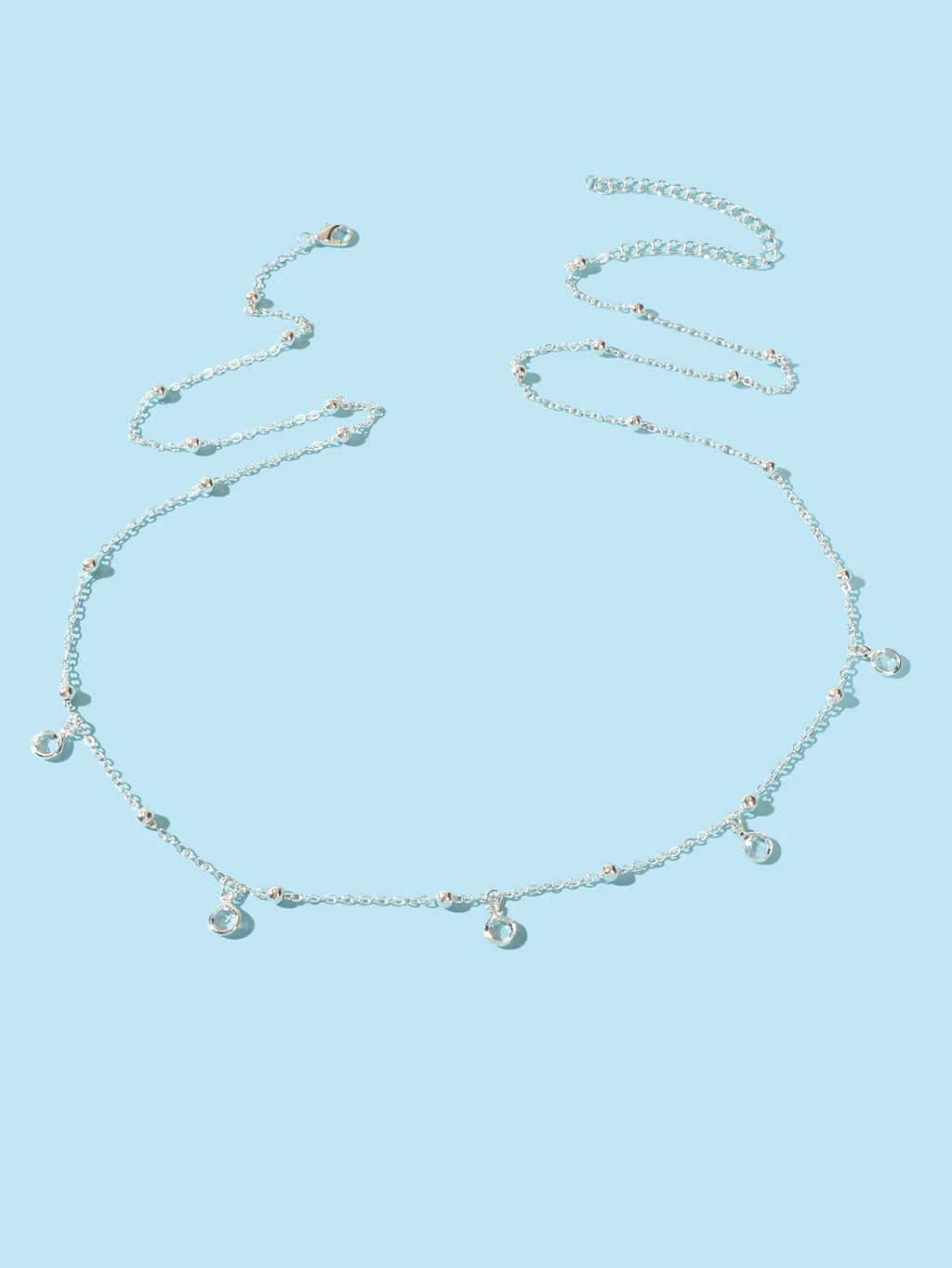 Minimalist Beach Bikini Silver Body Chain Beads Charms Sexy Belly Waist Chain-1