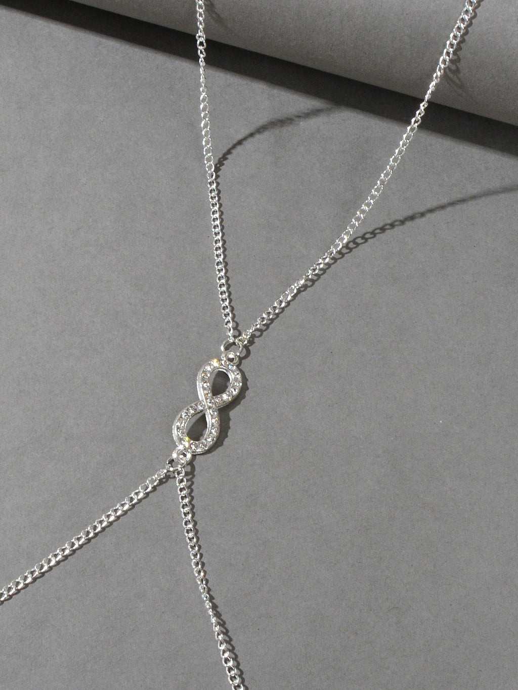 Glamorous Silver Rhinestone Infinity Bikini Beach Body Chain Harness Jewellery-2