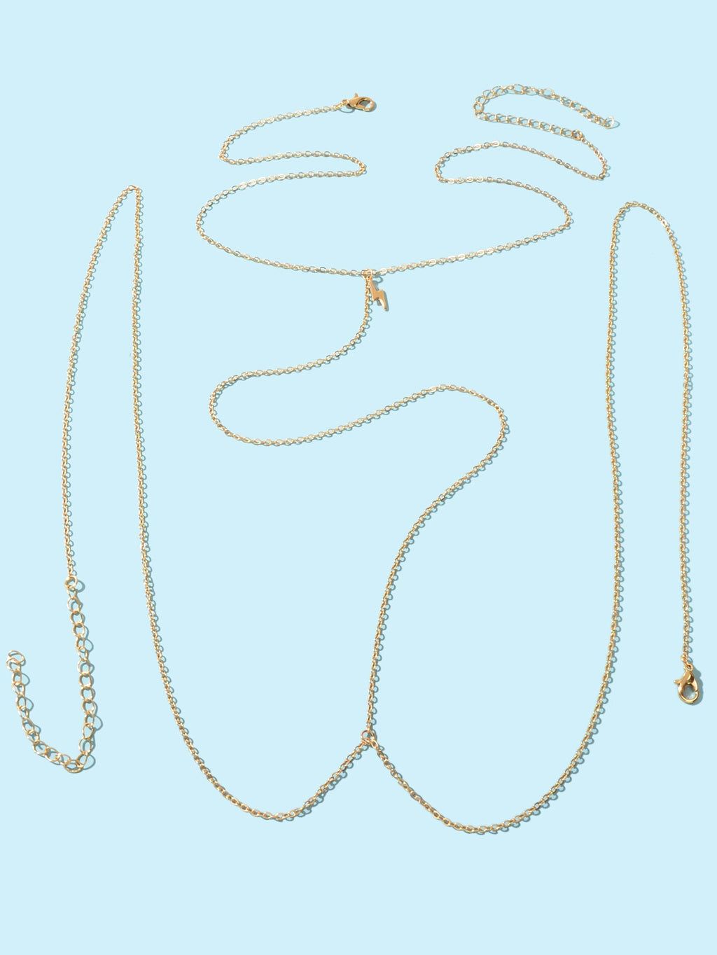 Minimalist Lightning Charm Gold Body Chain Bikini Beach Rave Girl Body Accessory-1