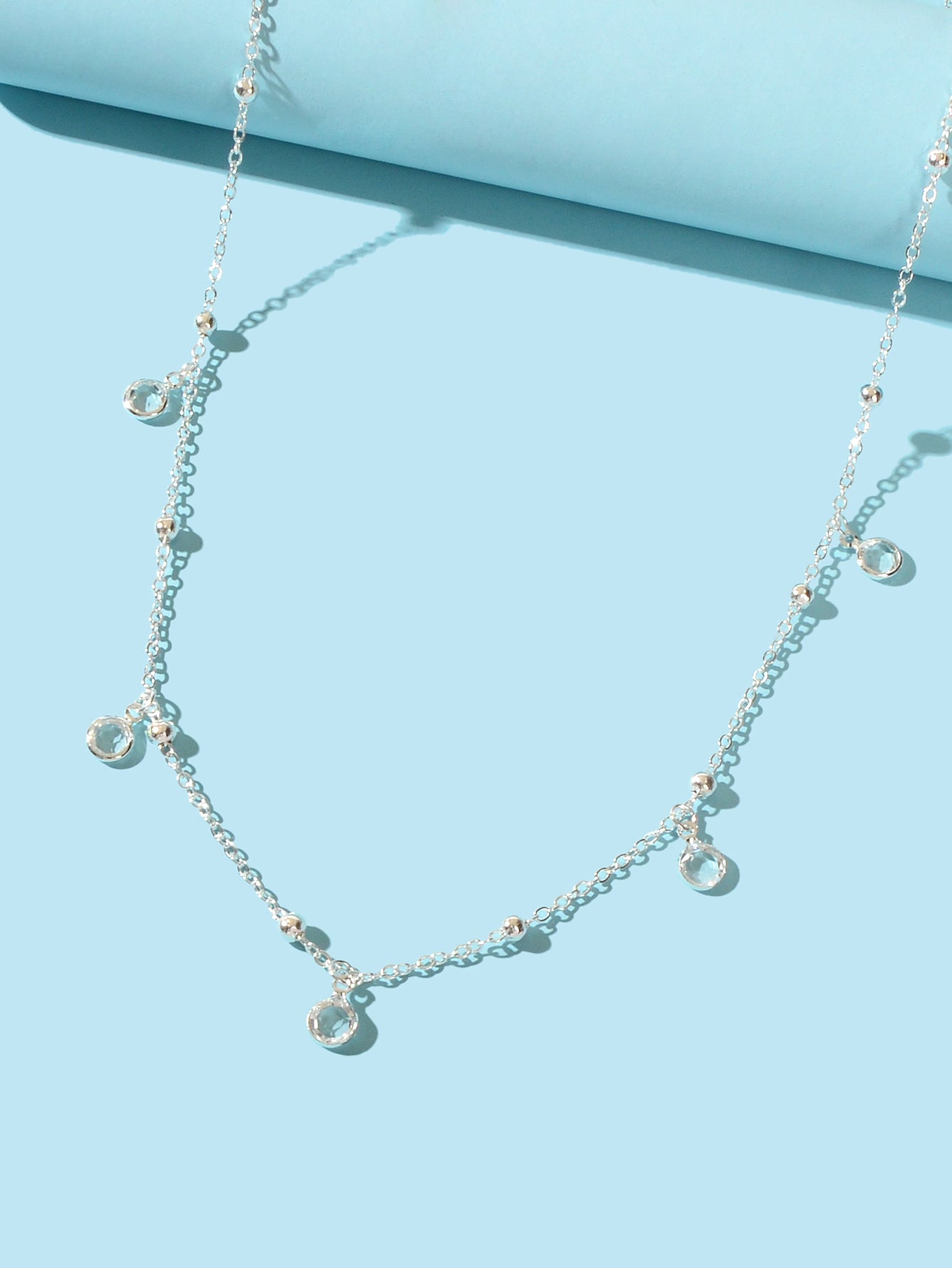 Minimalist Beach Bikini Silver Body Chain Beads Charms Sexy Belly Waist Chain-2