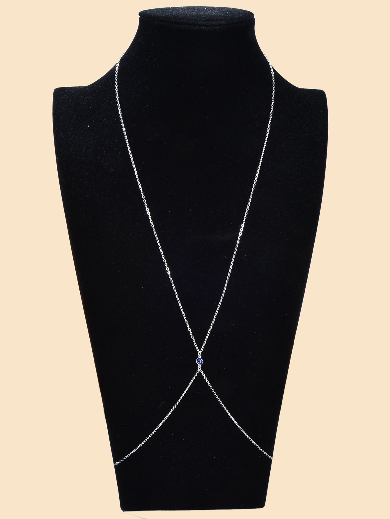 Evil Eye Decor Silver Body Chain Crossover Harness Bikini Beach Body Jewellery-3