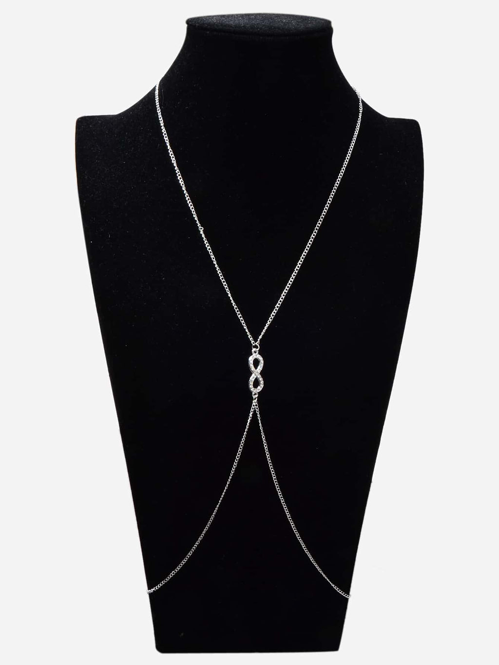 Glamorous Silver Rhinestone Infinity Bikini Beach Body Chain Harness Jewellery-3