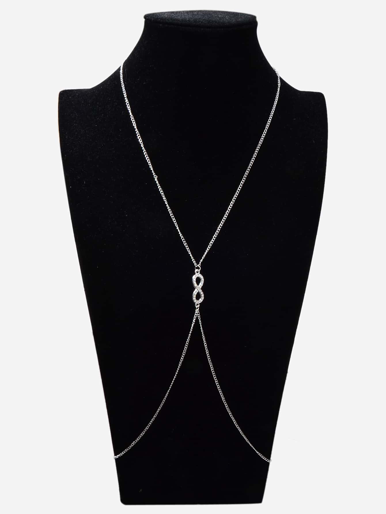 Glamorous Silver Rhinestone Infinity Bikini Beach Body Chain Harness Jewellery-3