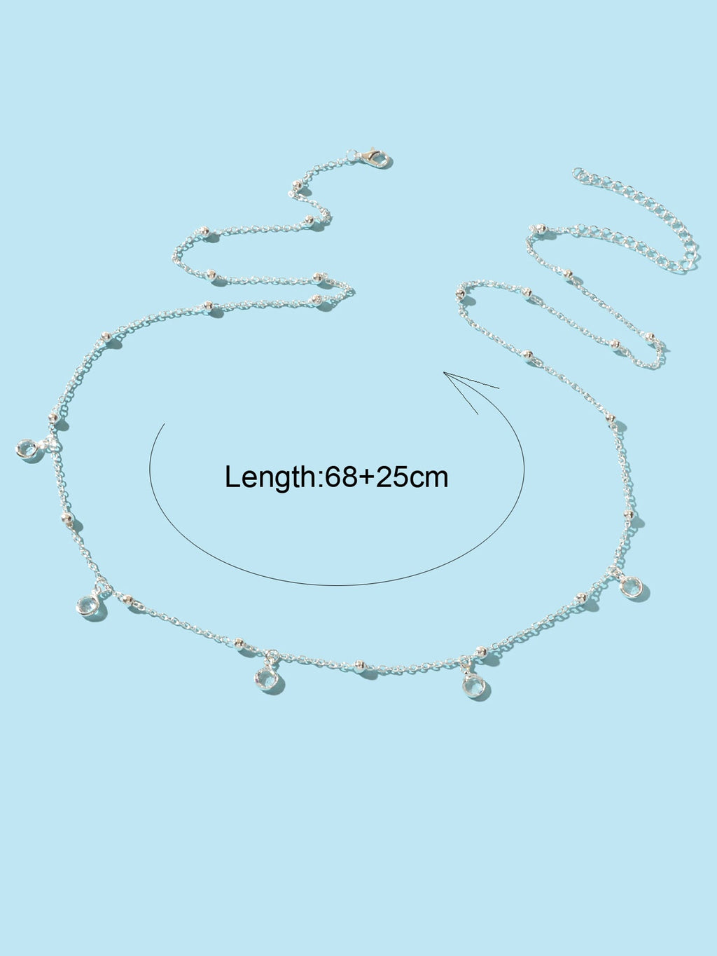 Minimalist Beach Bikini Silver Body Chain Beads Charms Sexy Belly Waist Chain-3