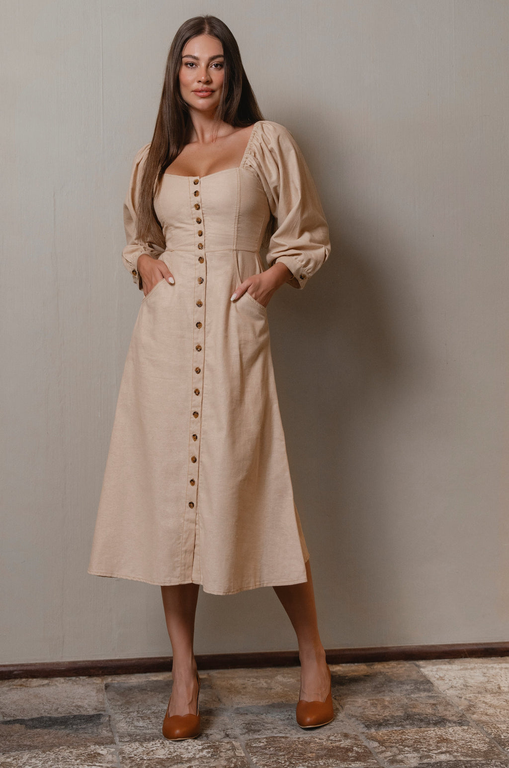 Avignon Button Down Long Sleeve Dress-1