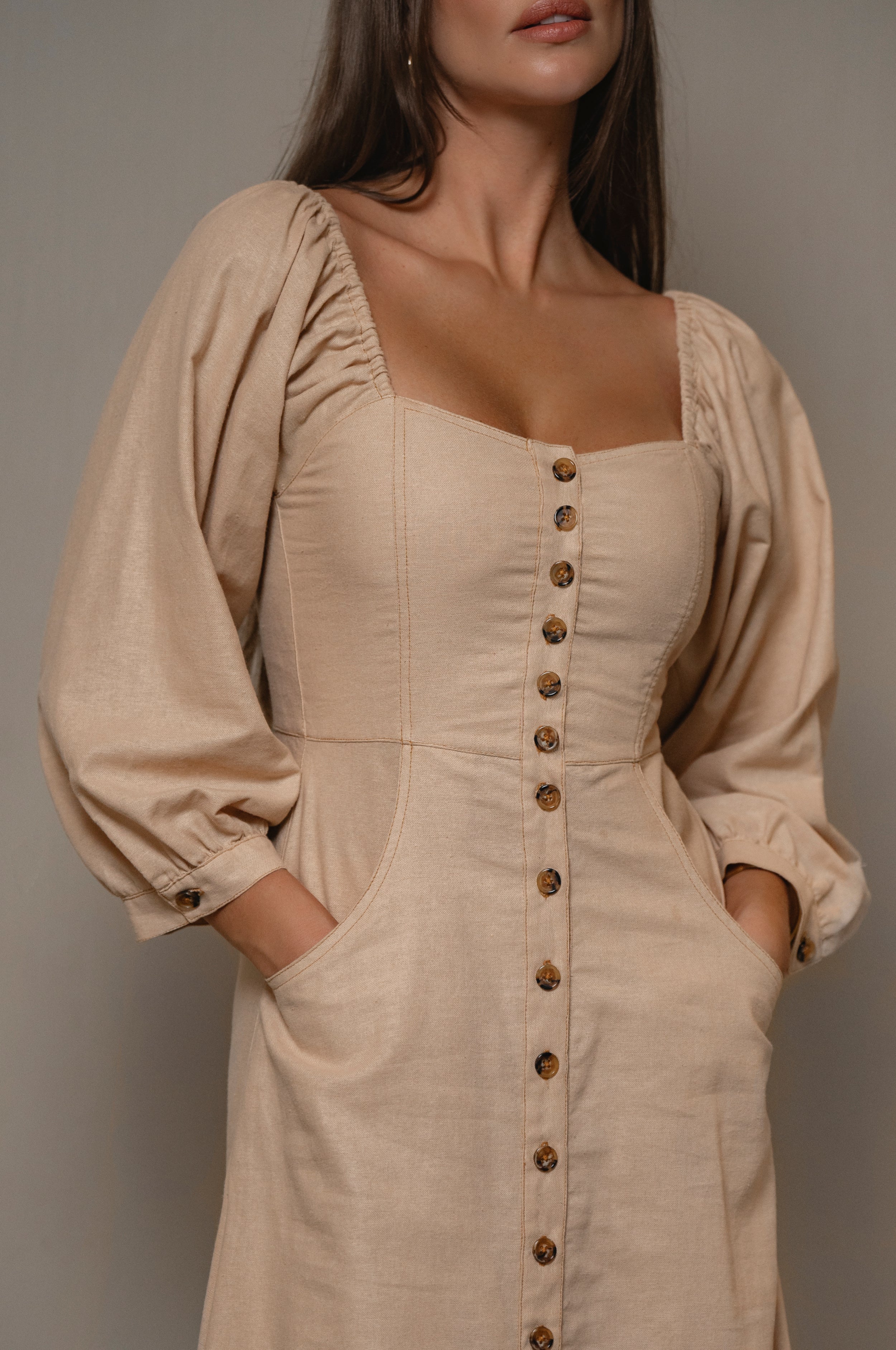 Avignon Button Down Long Sleeve Dress-4