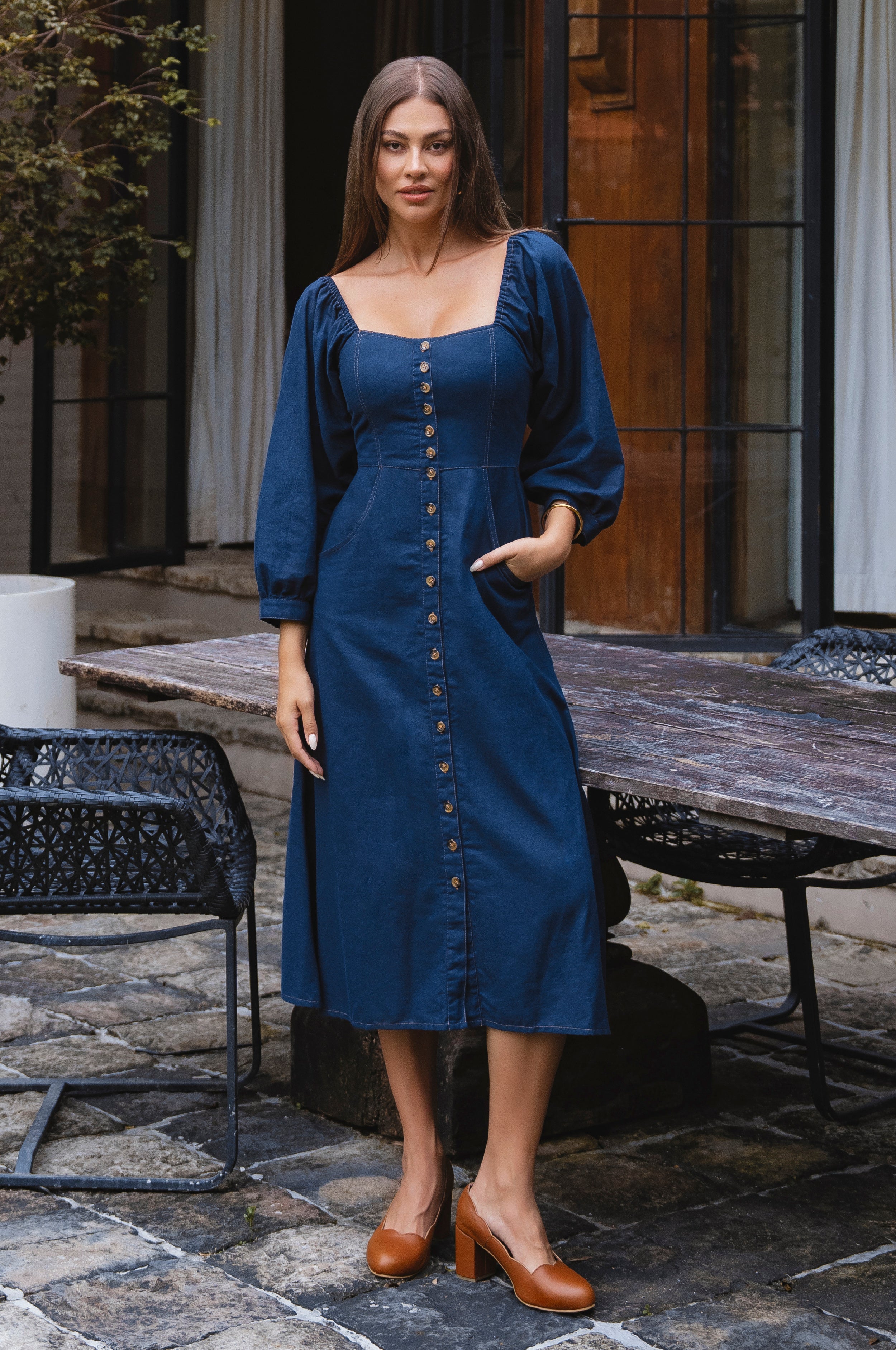 Avignon Button Down Long Sleeve Dress-5