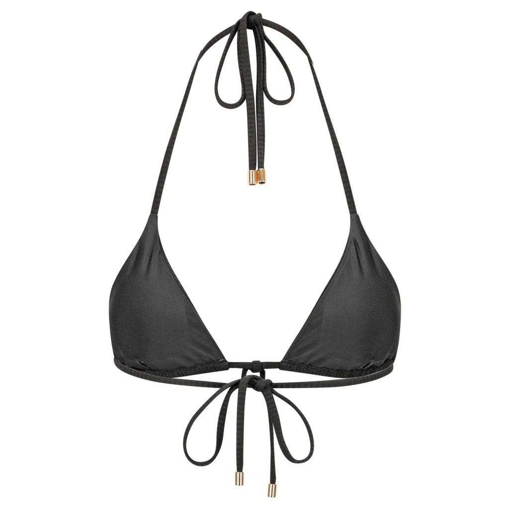 Triangle Bikini Top-Ribbed Black