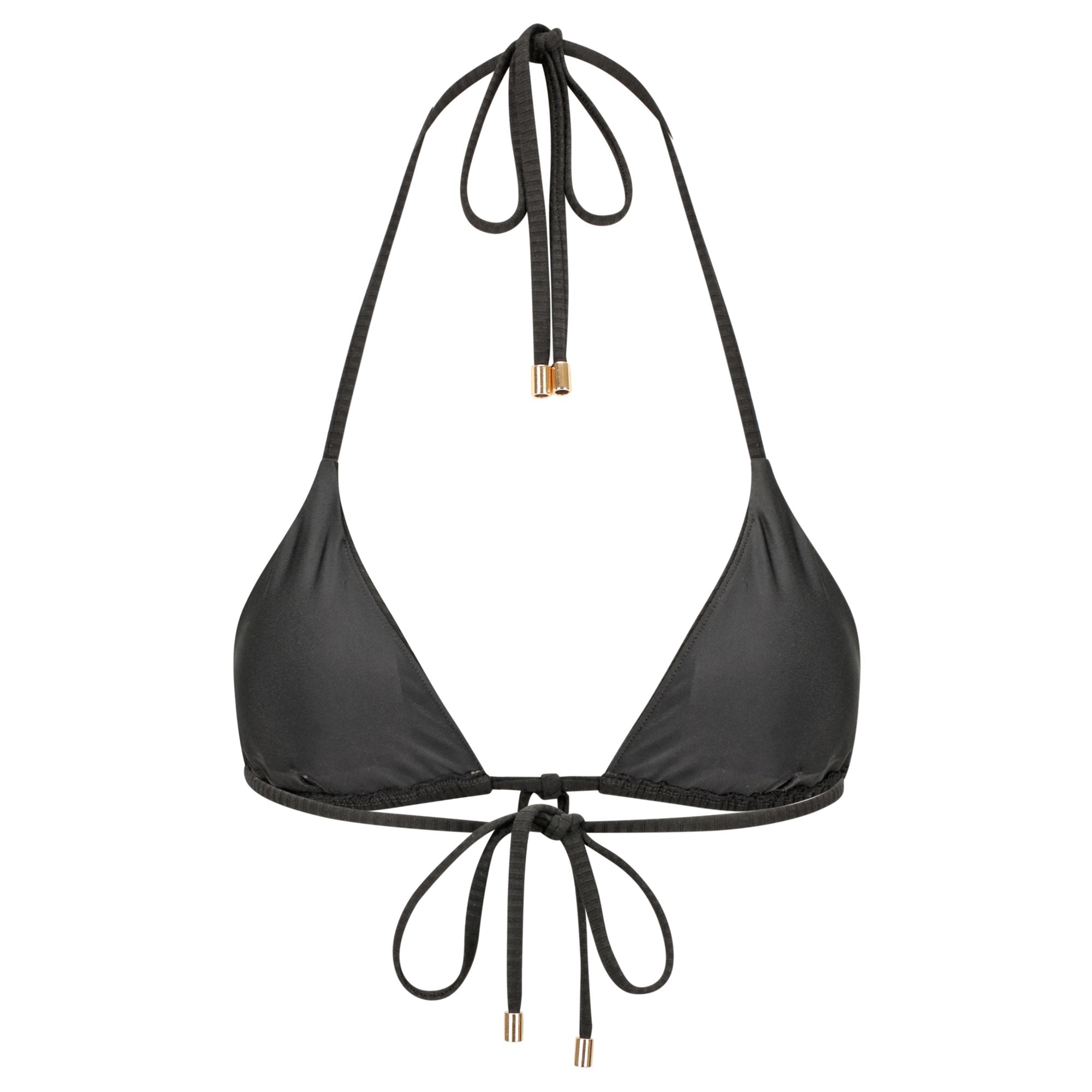Triangle Bikini Top-Ribbed Black