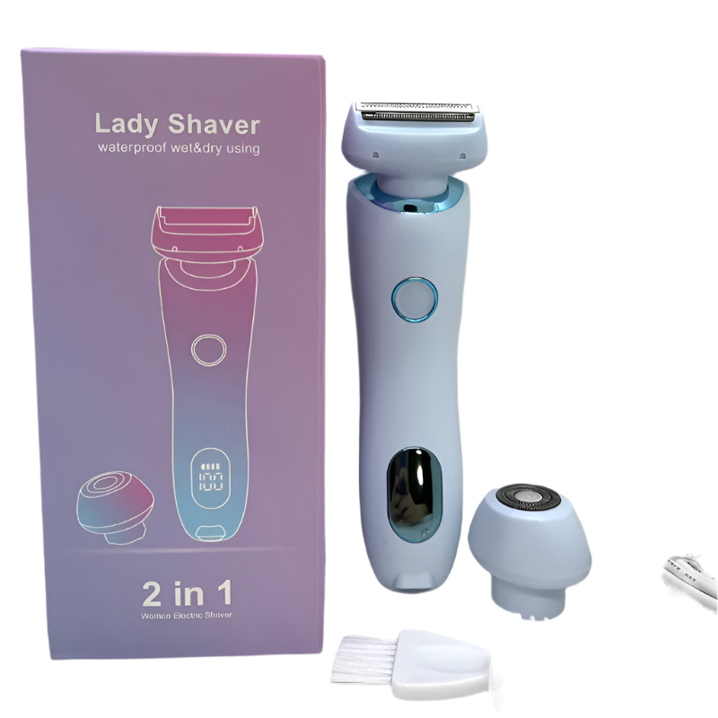 2-in-1 Electric Razor for Women Painless Bikini Trimmer Blue-0