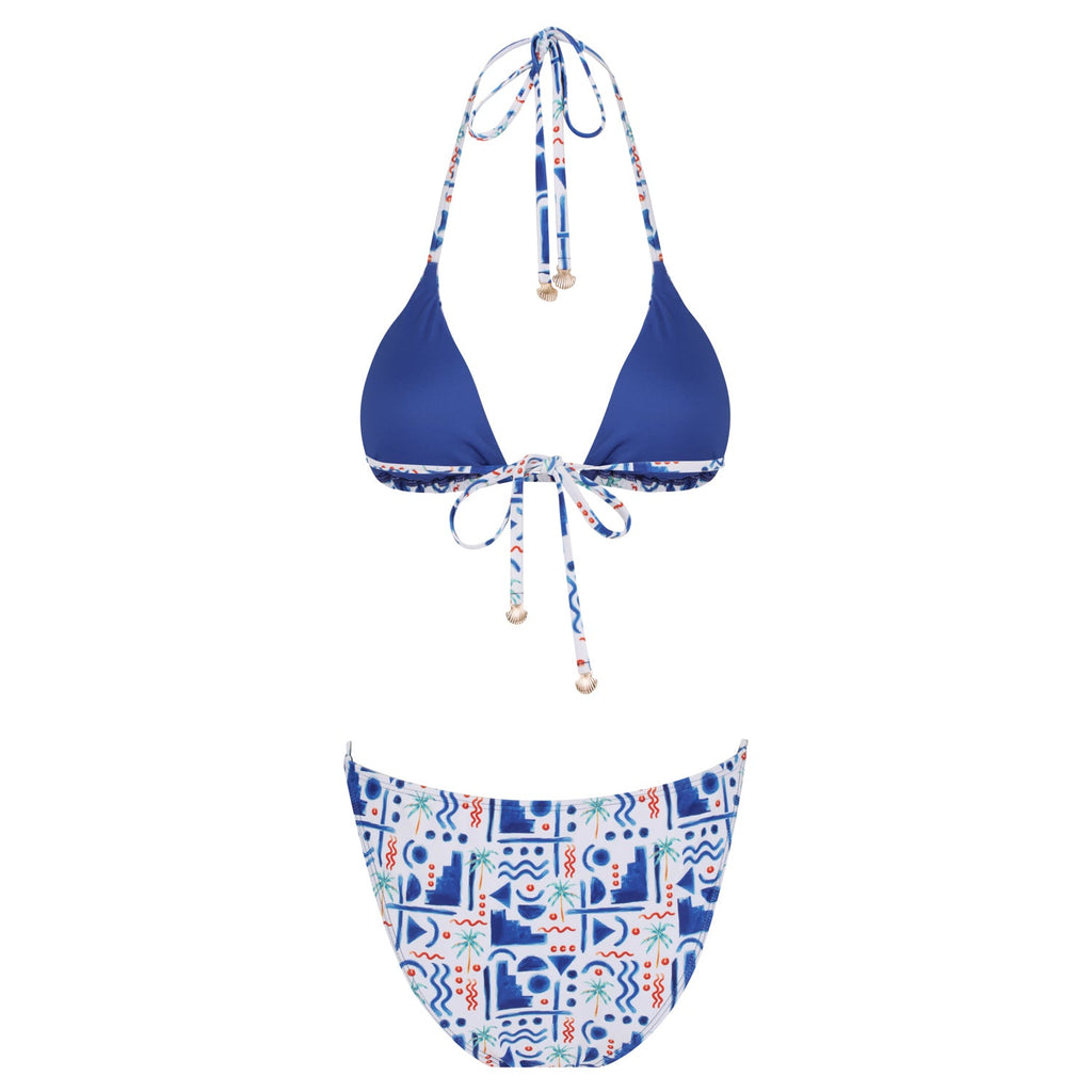 Triangle Bikini Set-Aegean Sea-1