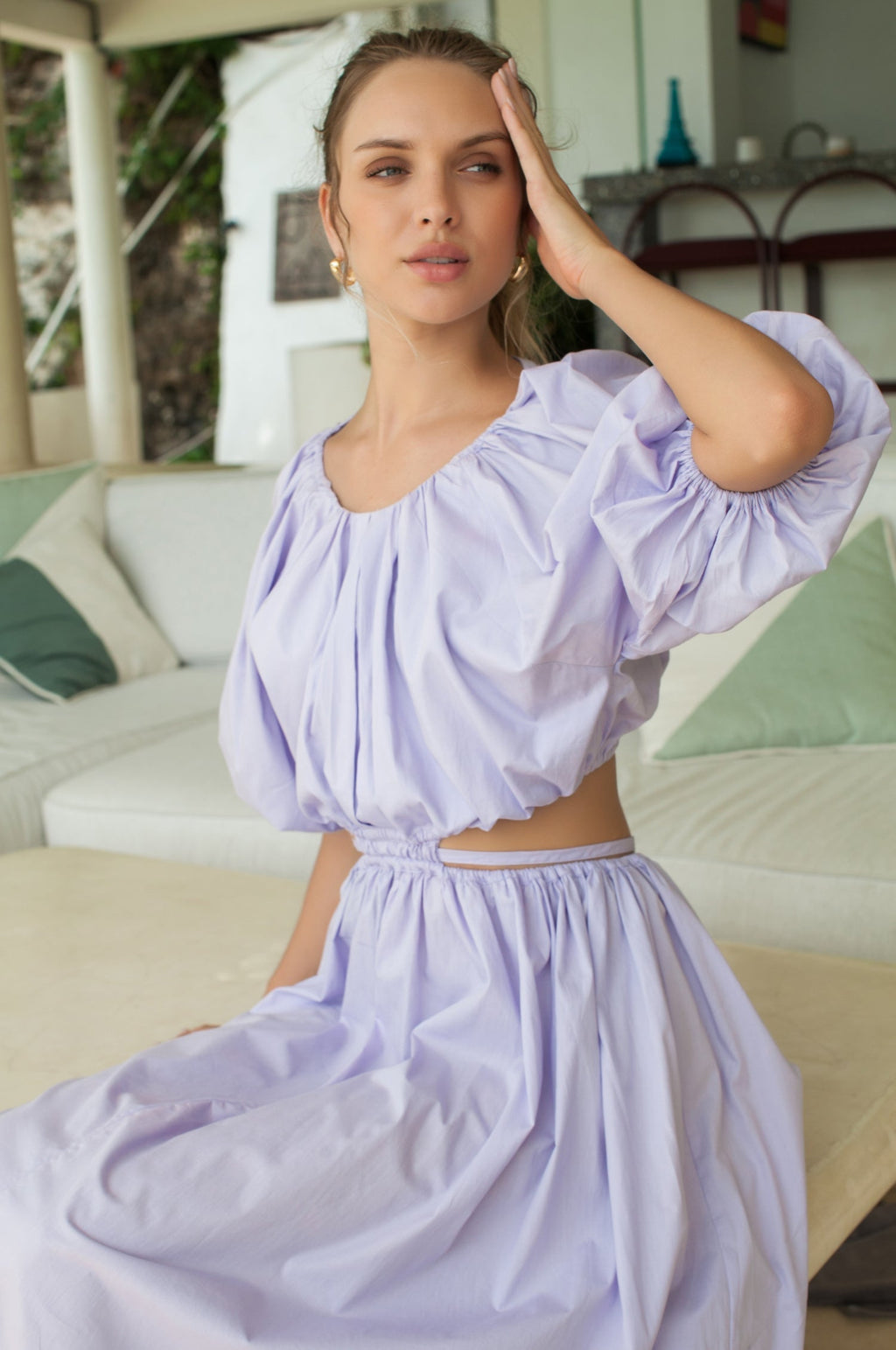 Eva Poplin Cotton Cutout Midi Dress (Sale)-1