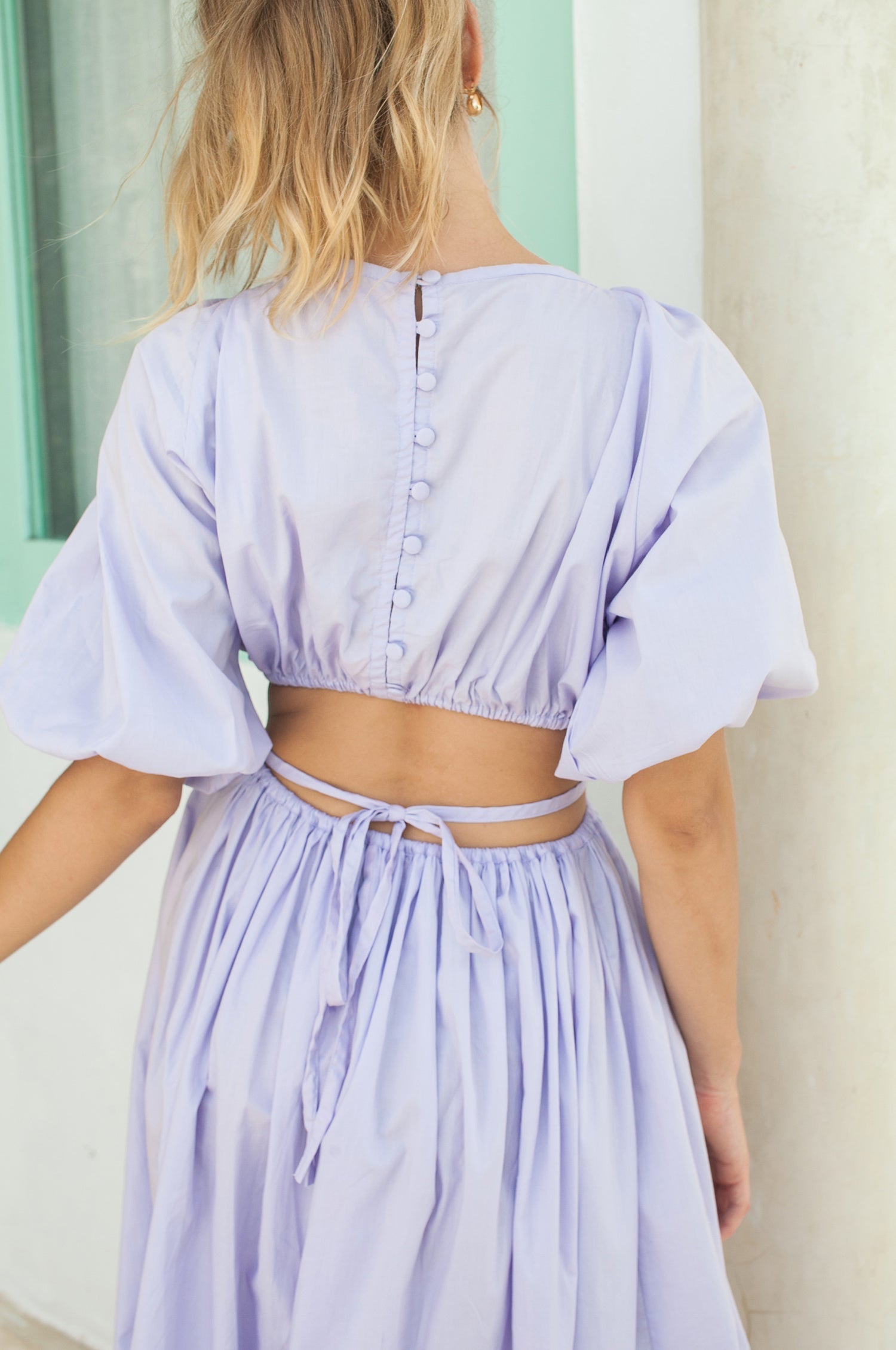 Eva Poplin Cotton Cutout Midi Dress (Sale)-2