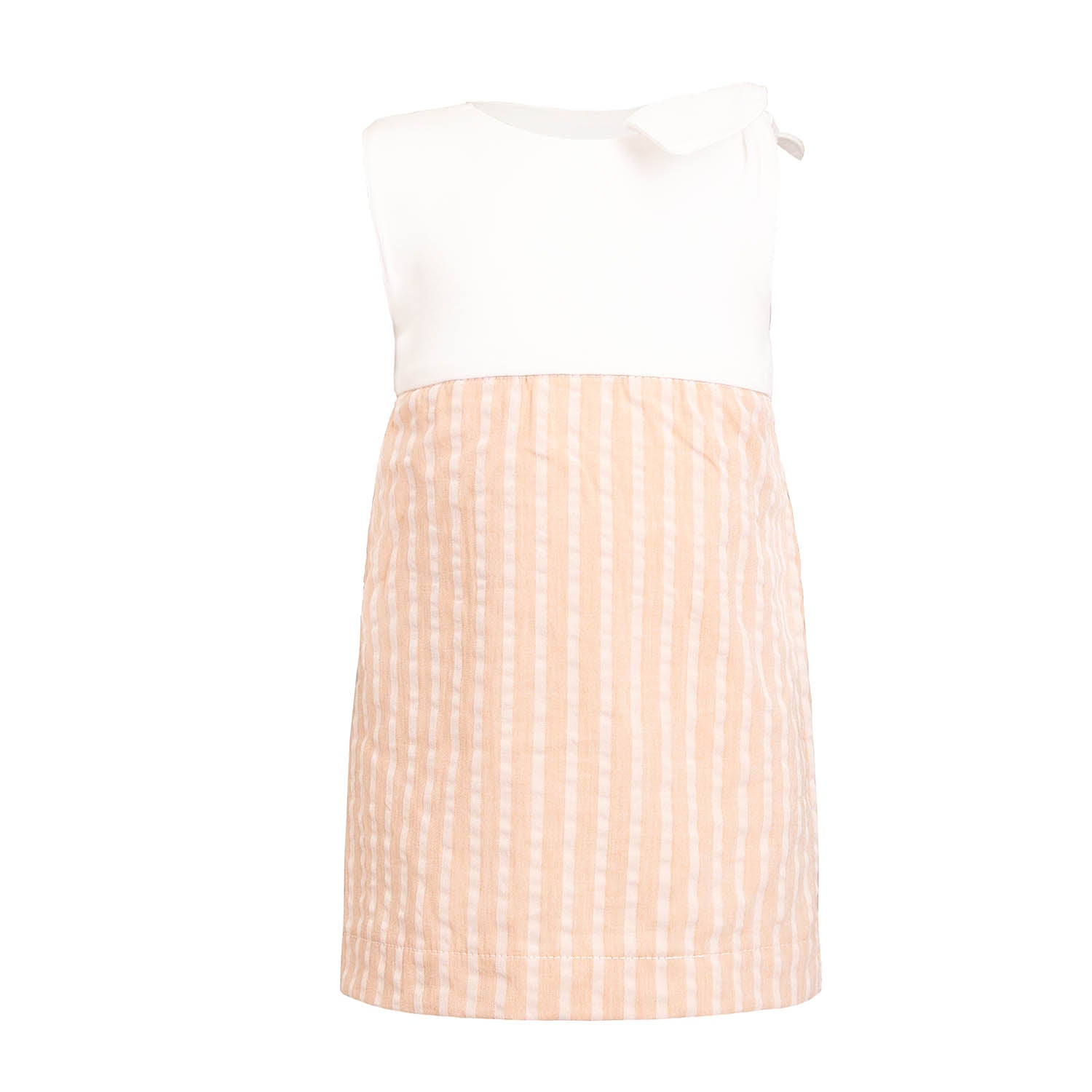 Baby Dress in Peach and White-0