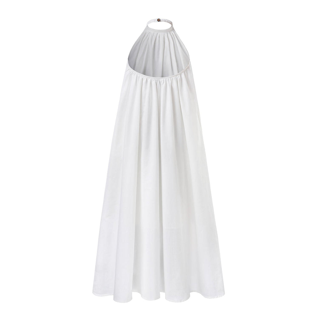 Girls' Boho Beach Dress in White Cotton-2