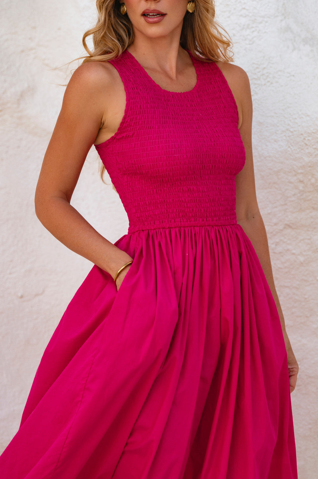 Lucciola Smocked Cotton Midi Dress-4