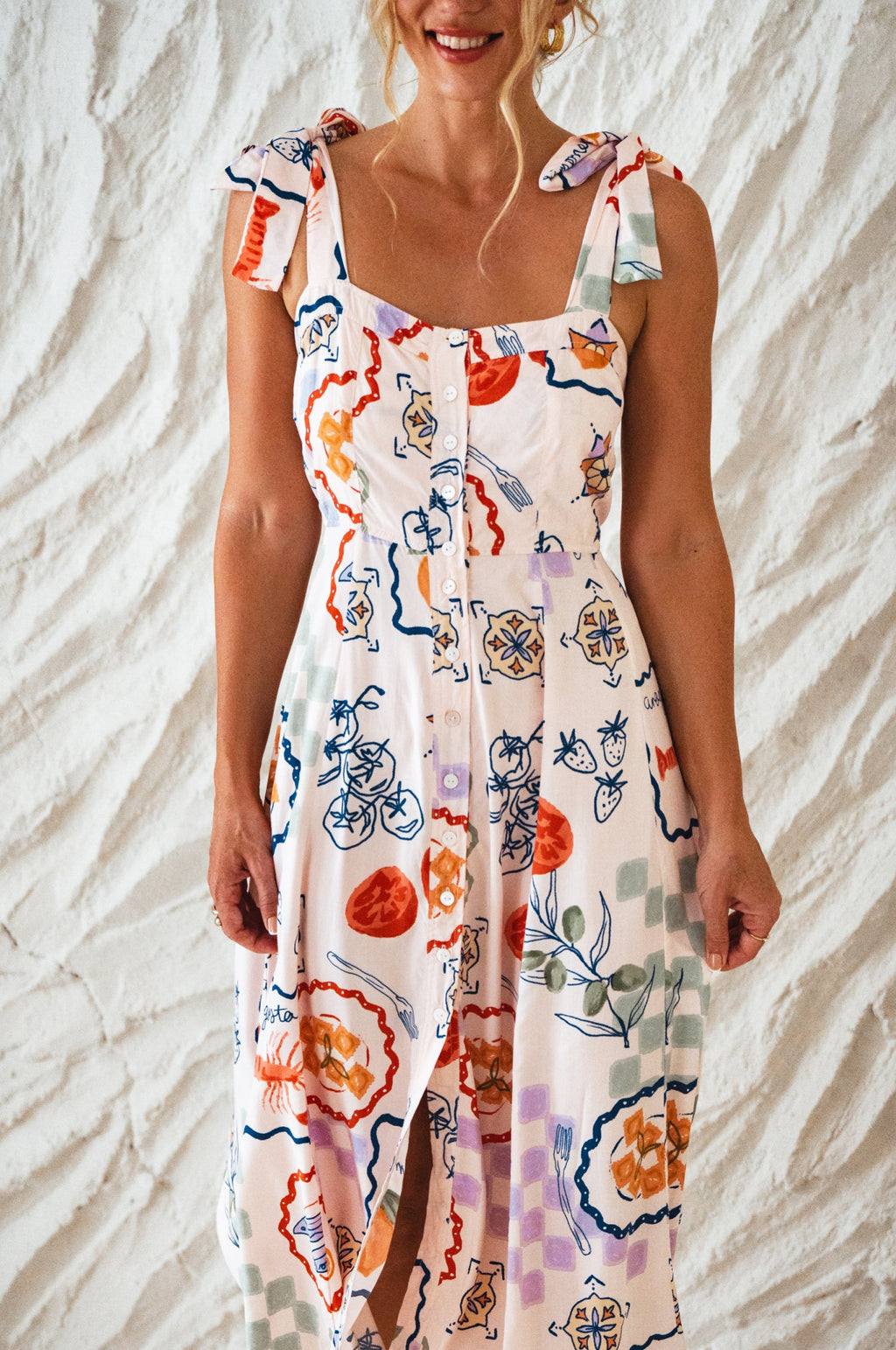 Mia Vita Button Down Dress With Ties-4