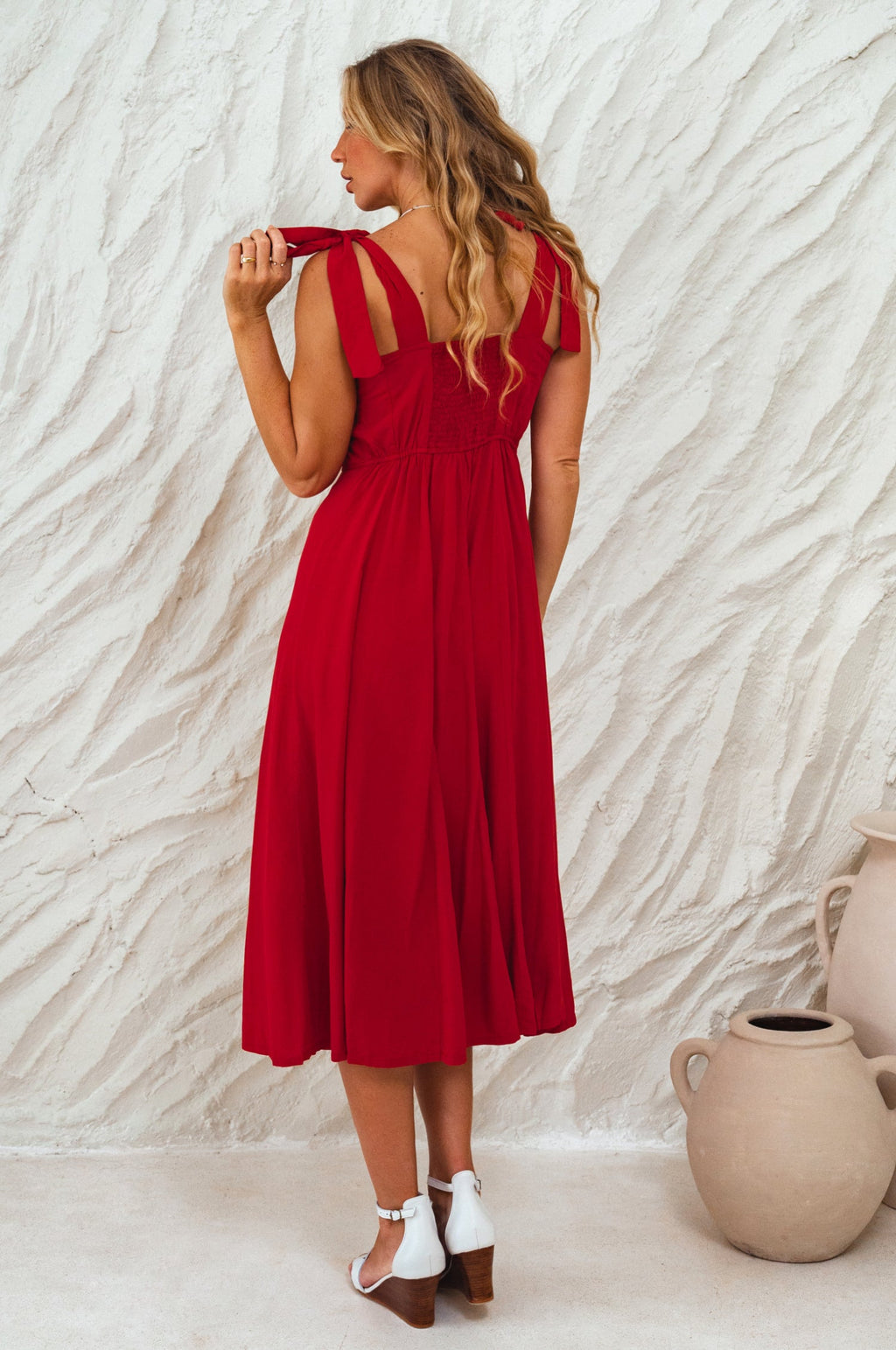 Mia Vita Button Down Dress With Ties-2