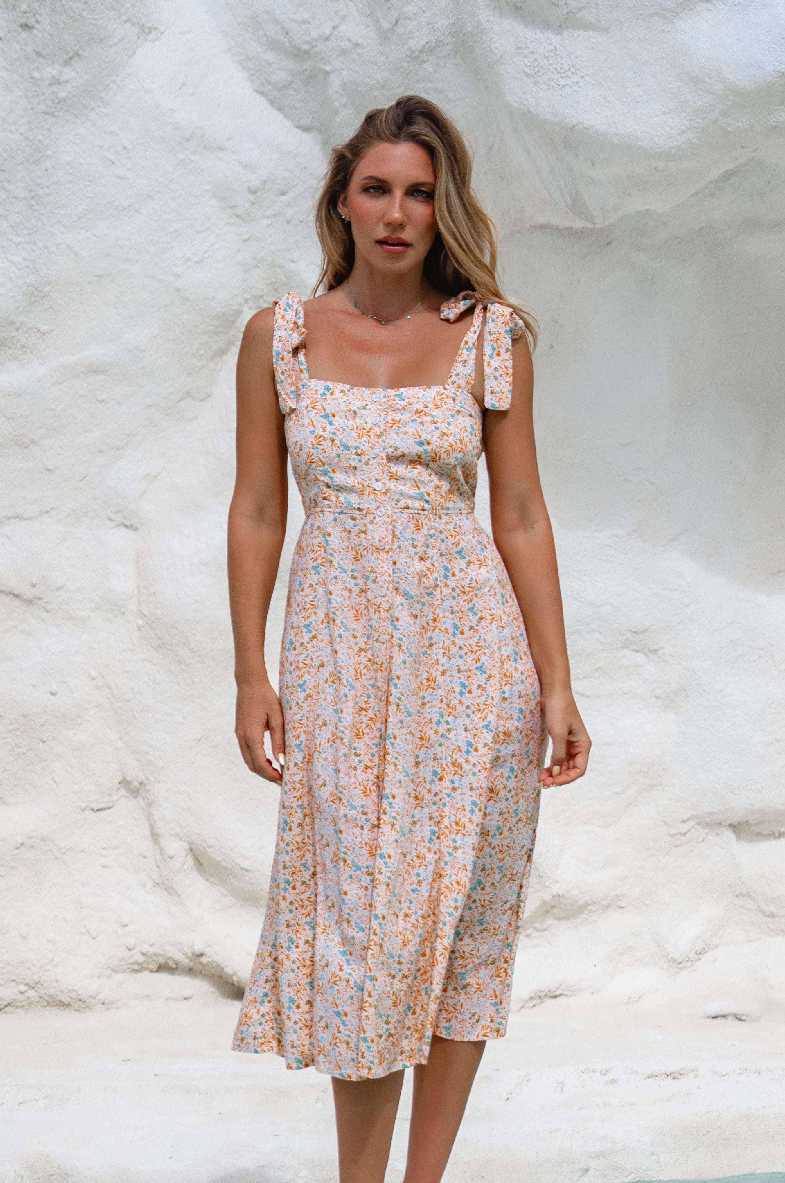 Mia Vita Button Down Dress With Ties-8