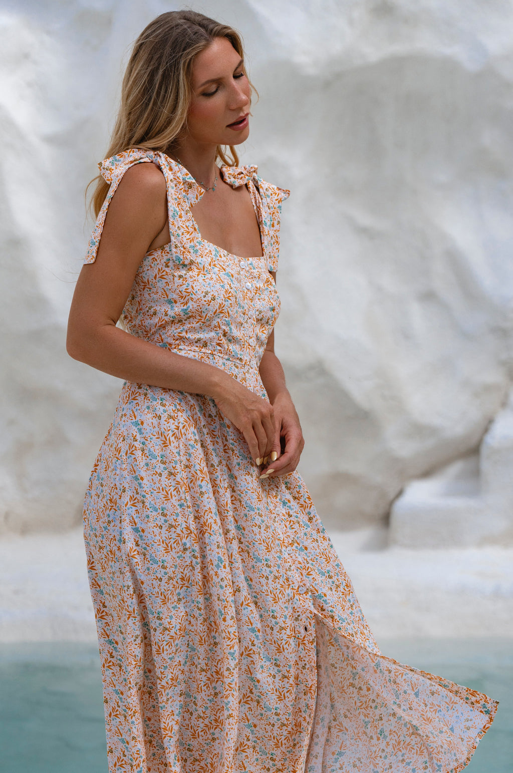 Mia Vita Button Down Dress With Ties-4