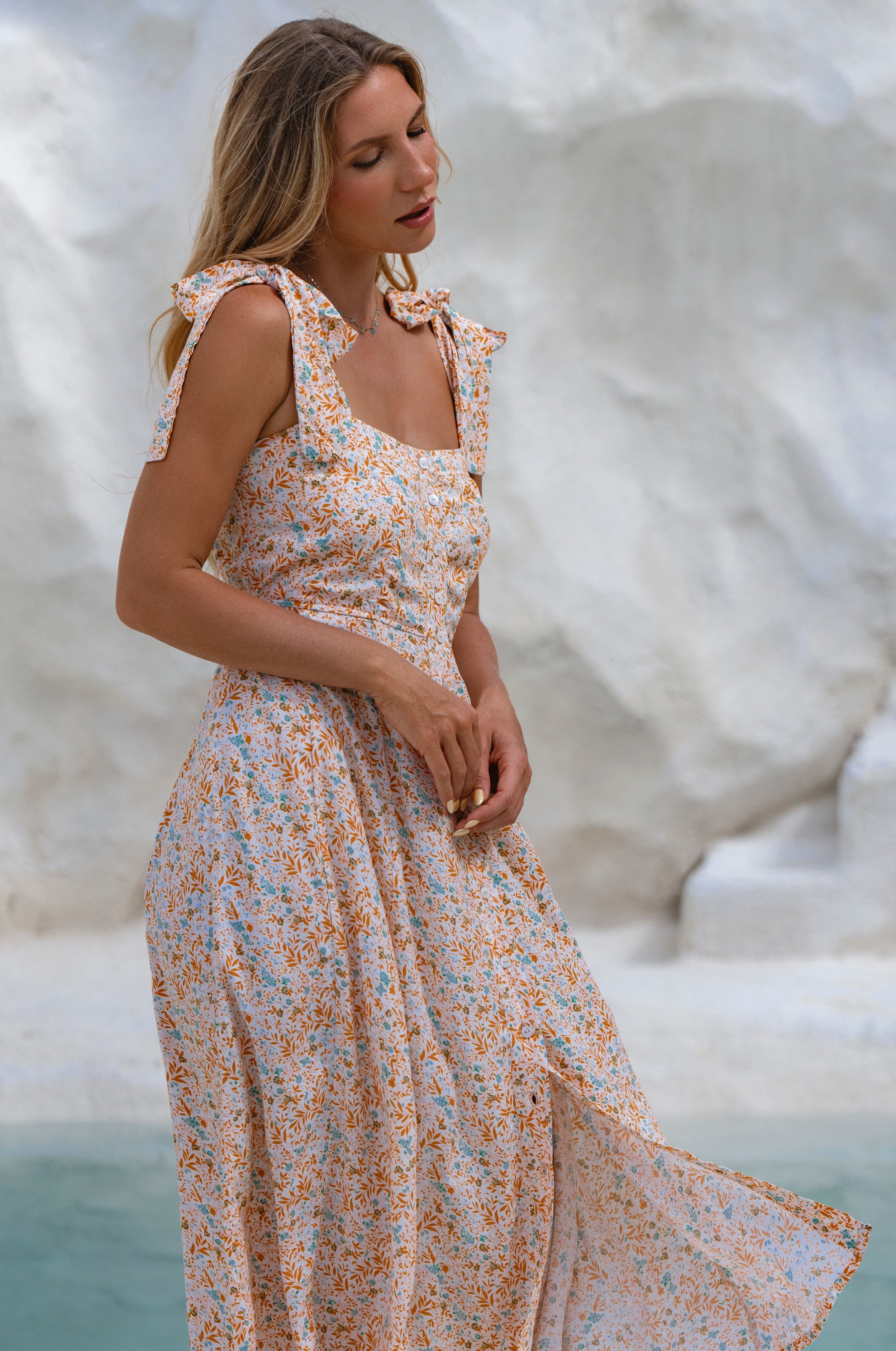 Mia Vita Button Down Dress With Ties-4