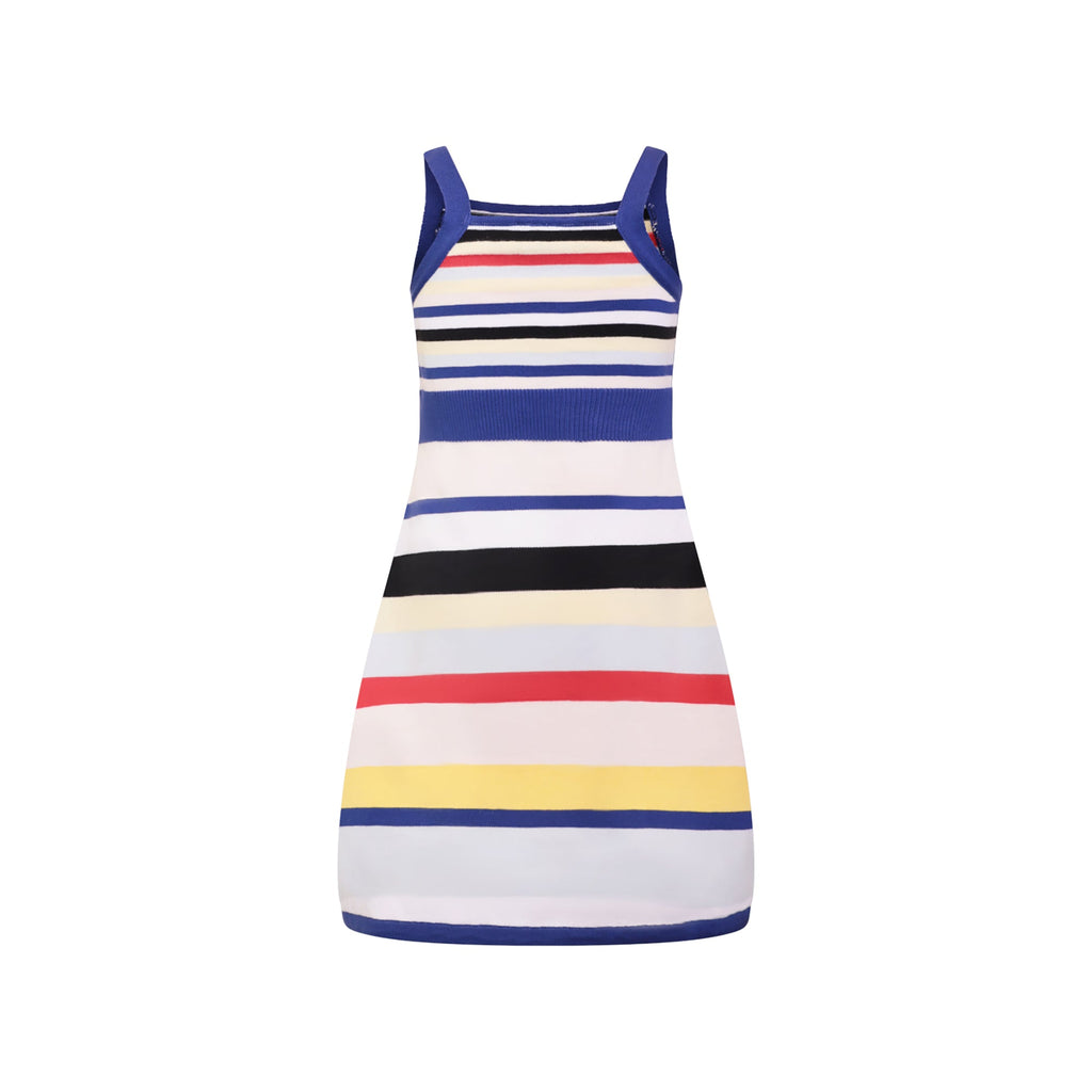Girls Beach Dress with Bright Stripes-3