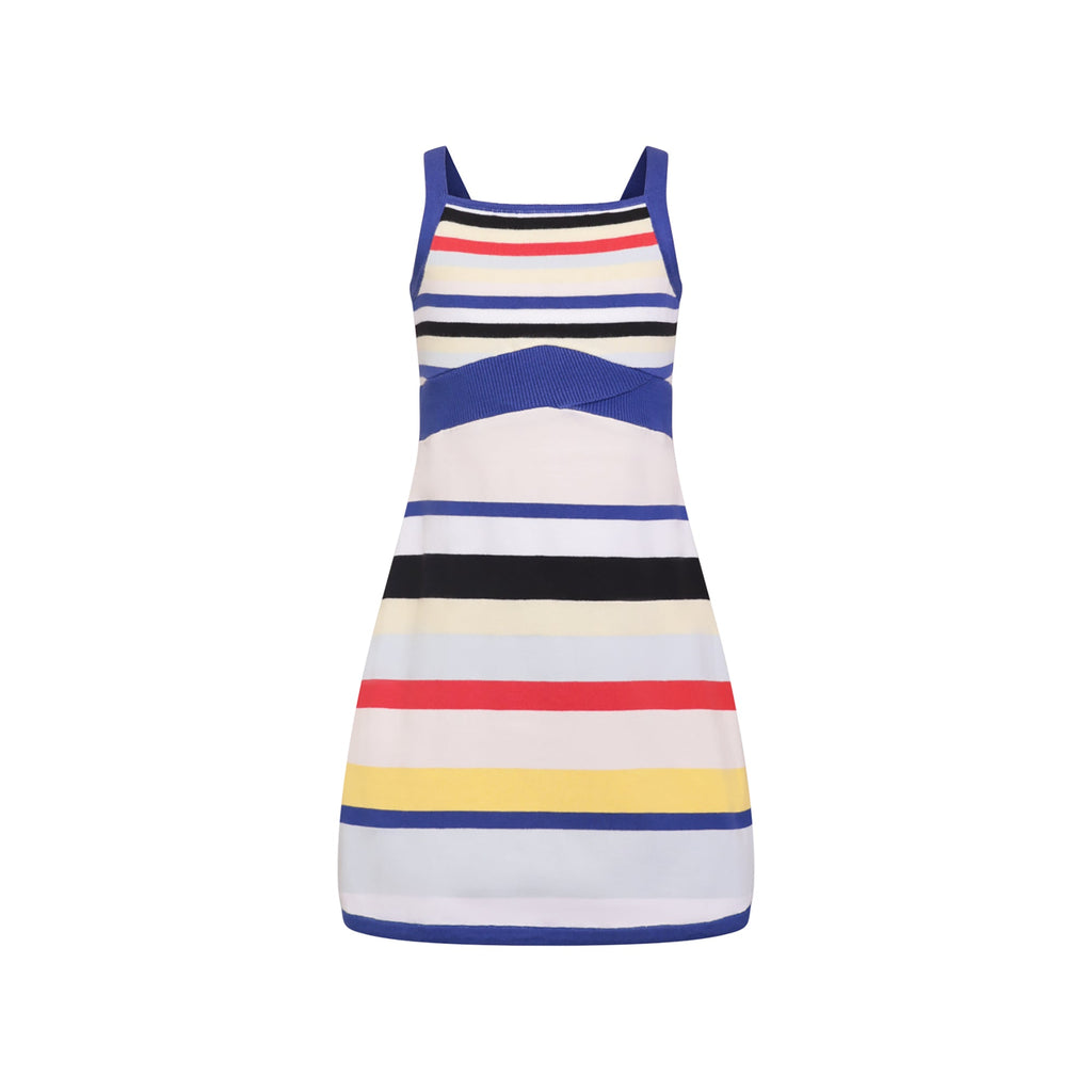 Girls Beach Dress with Bright Stripes-0