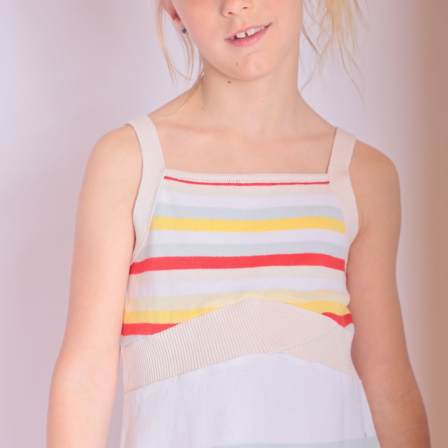 Girls Beach Dress with Bright Stripes-4