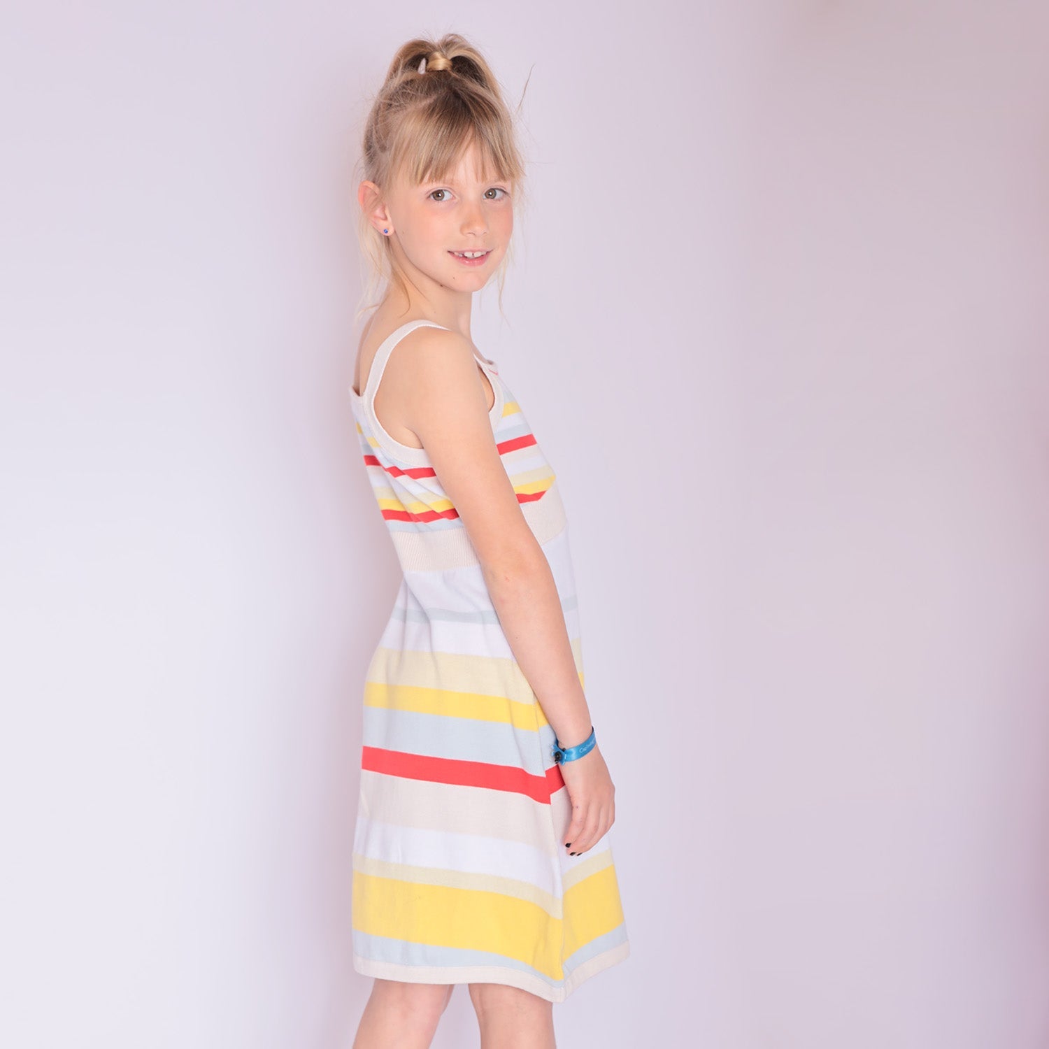 Girls Beach Dress with Bright Stripes-2