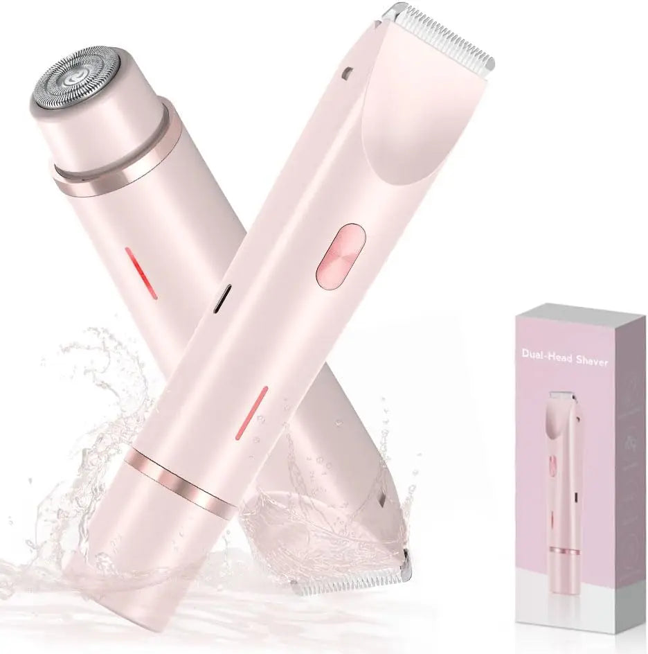 2 in 1 Electric Bikini Trimmer & Facial Shaver Waterproof Pink-0