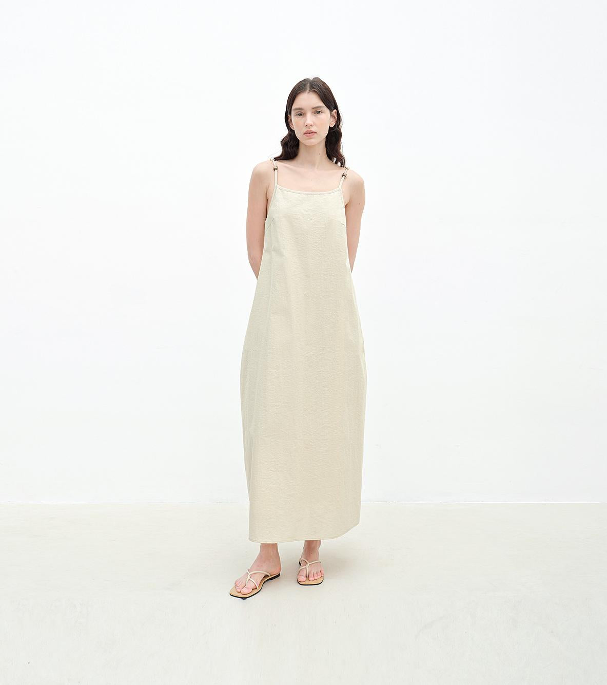 "Island Walk" Cotton Beaded Sling Dress-4