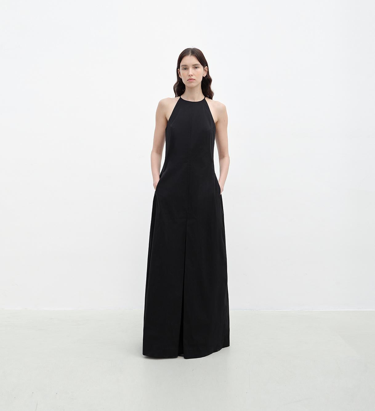 "Piano Music" halterneck waist-cinching cocoon dress-5