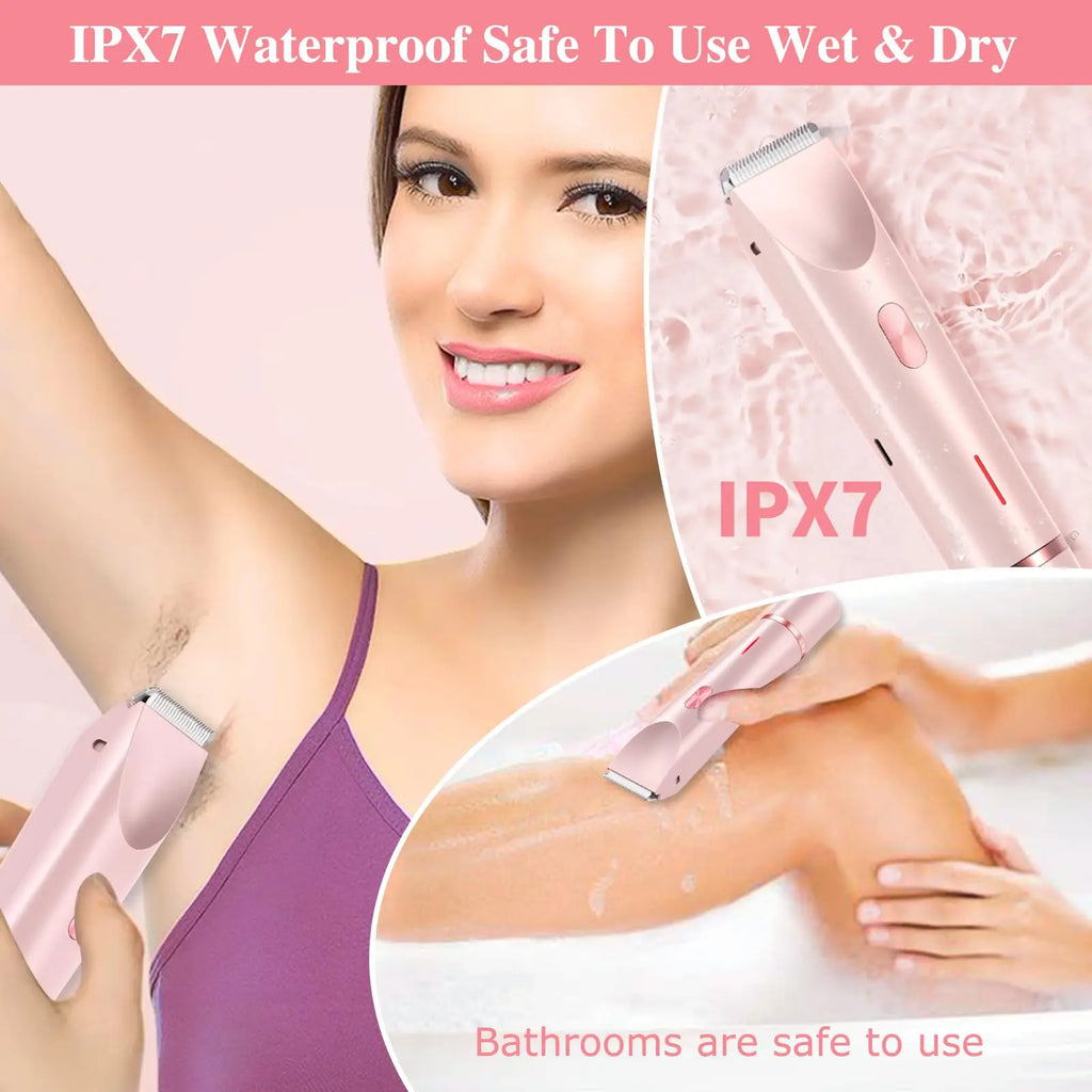 2 in 1 Electric Bikini Trimmer & Facial Shaver Waterproof Pink-3