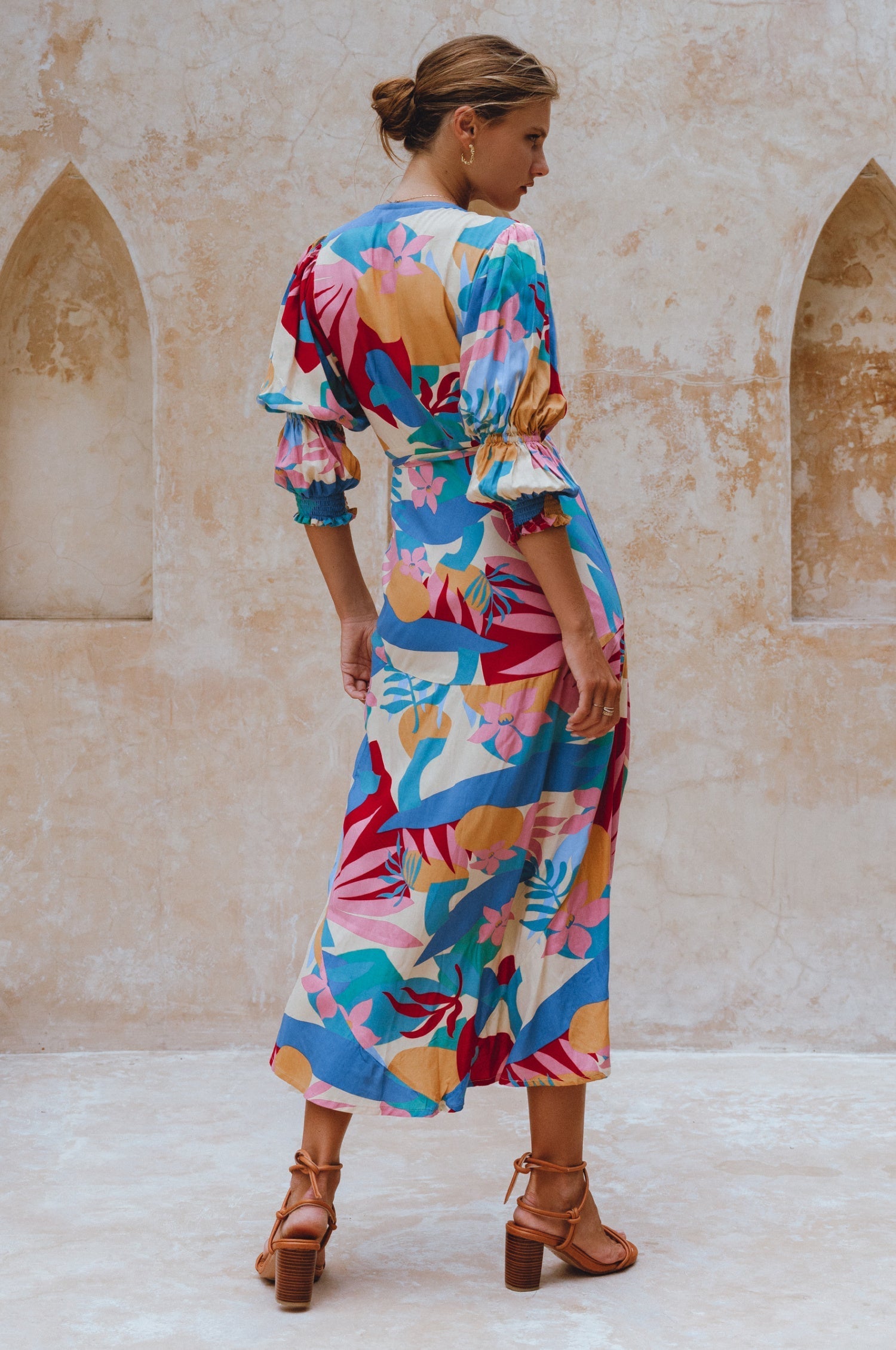 Set Sail Puff Sleeve Wrap Cotton Dress (Sale)-2