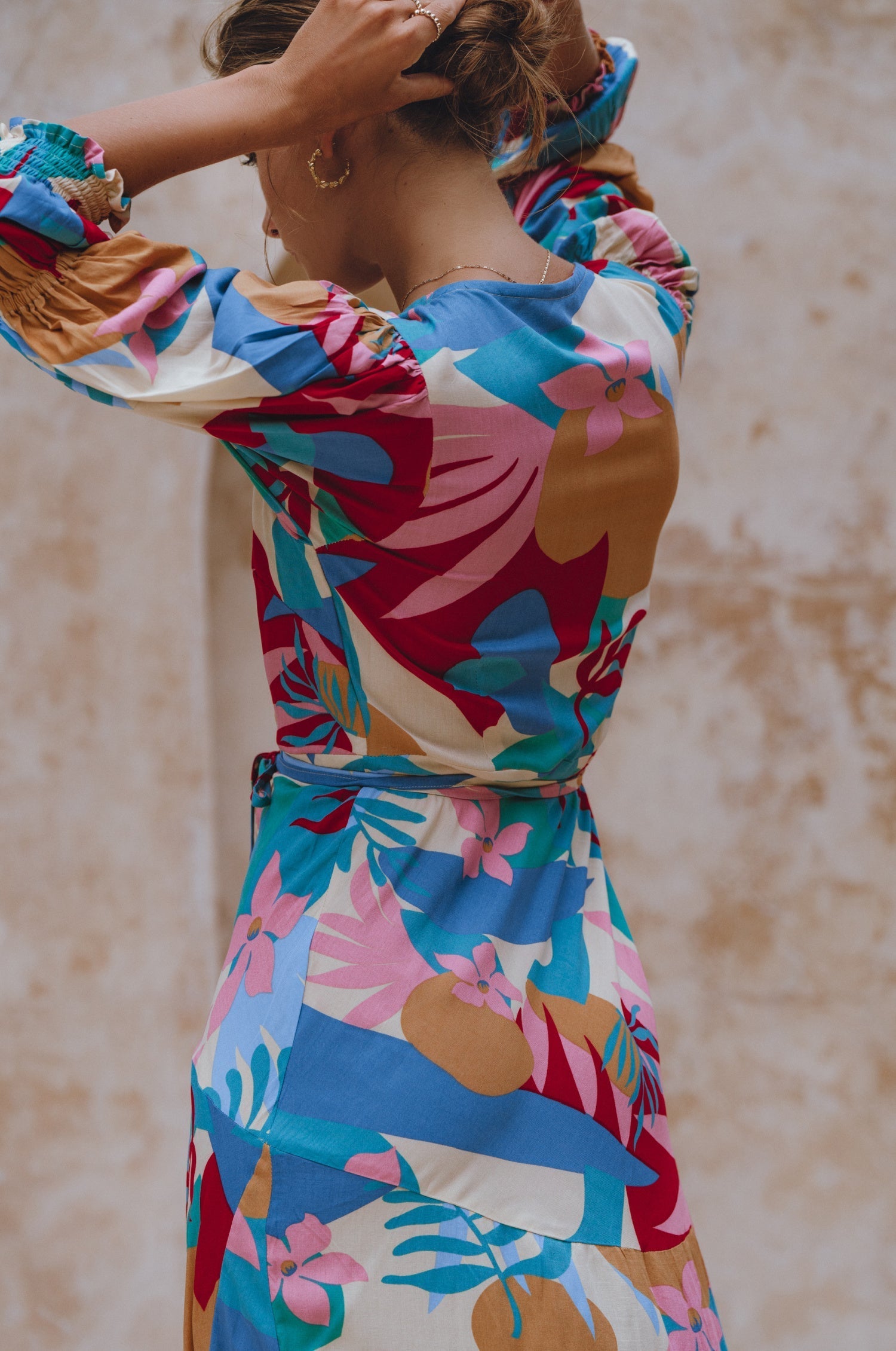 Set Sail Puff Sleeve Wrap Cotton Dress (Sale)-4