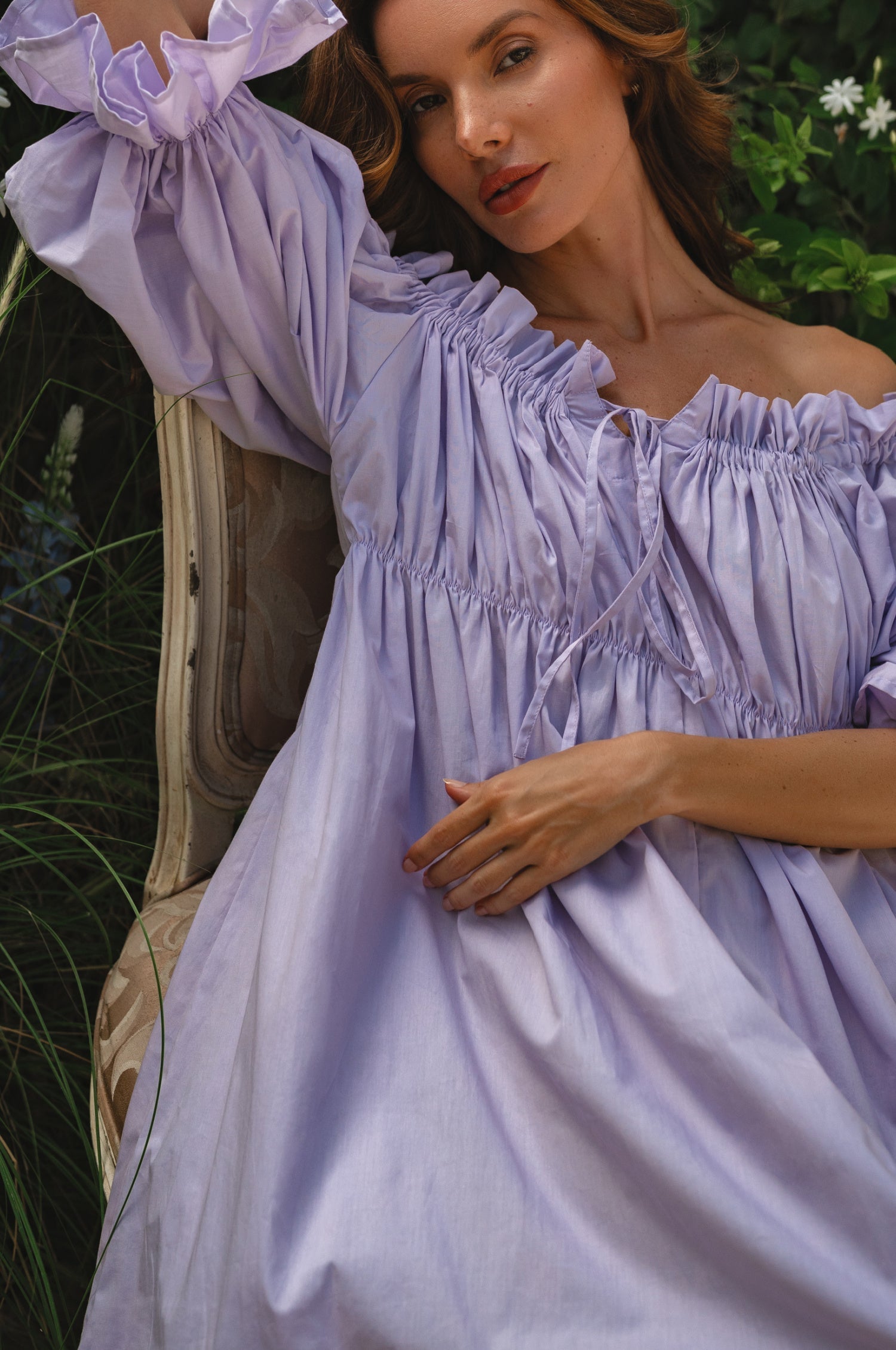 Vacay Off Shoulder Cotton Mini Dress (Sale)-4