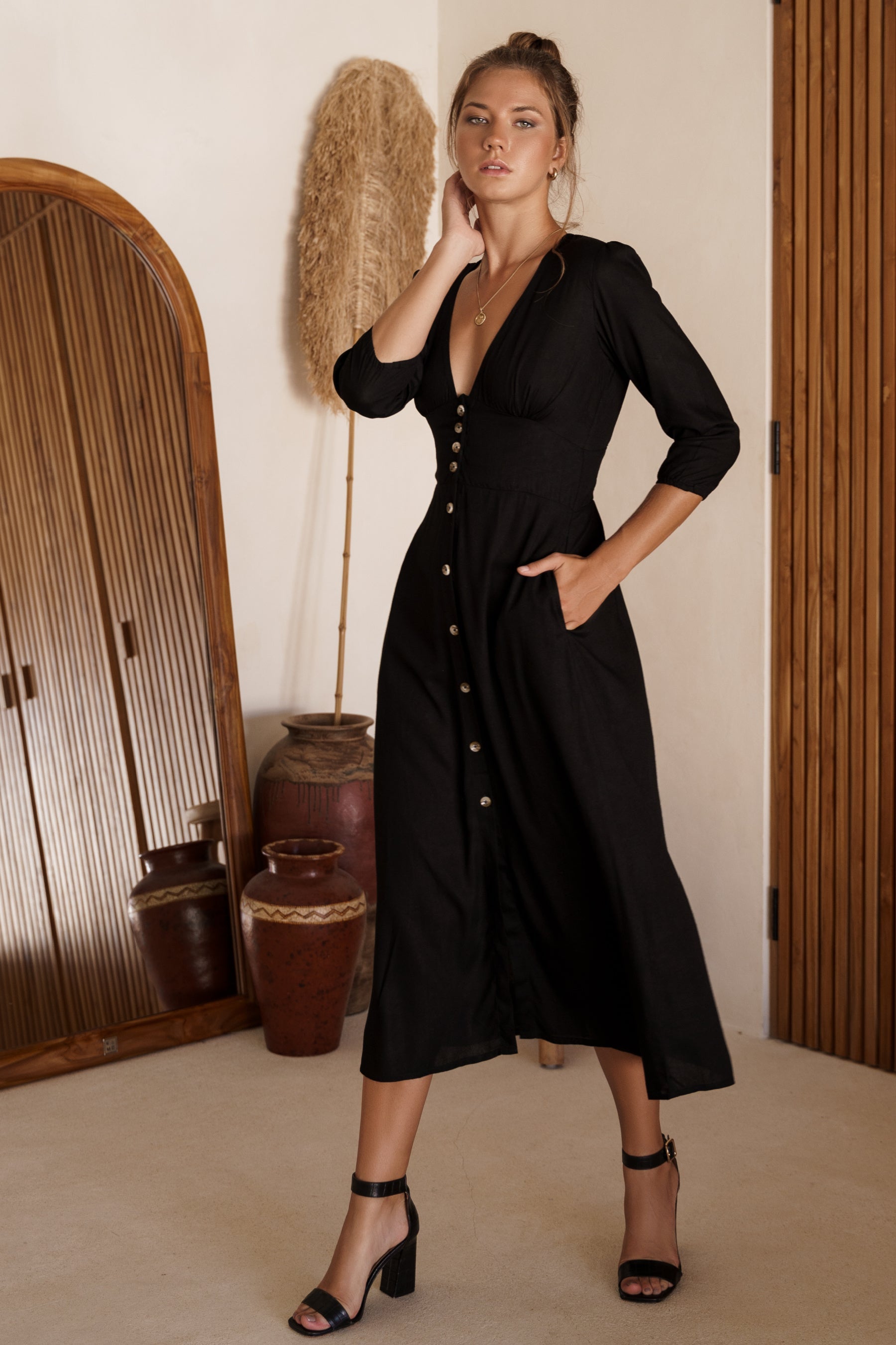 Whisper Light Button up Midi Dress-1