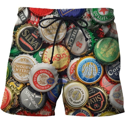 Beer cover Printed Beach Shorts Men Casual Board Shorts Vacation Quick Dry Shorts Swimwear Streetwear DropShip-13