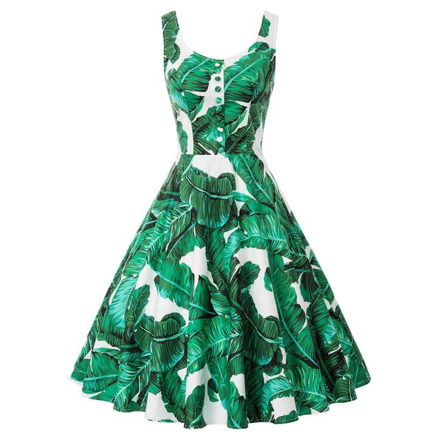 Belle Poque Cotton Dress Women Sleeveless V-Neck Buttons Grid Plaid Dresses Ladies Summer Knee Length Flare Swing A-Line Dress-4